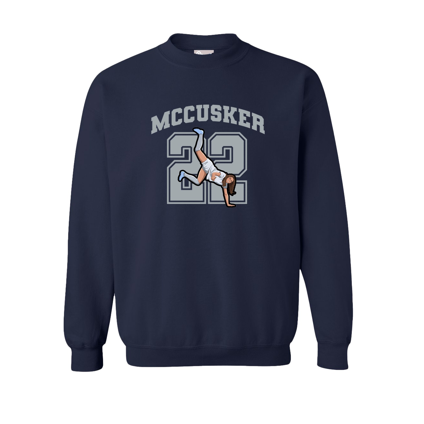Fleece Crew — Number in Navy