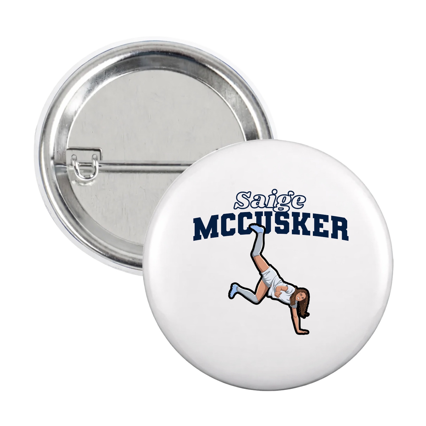 Game Day Button — Name Arch in White
