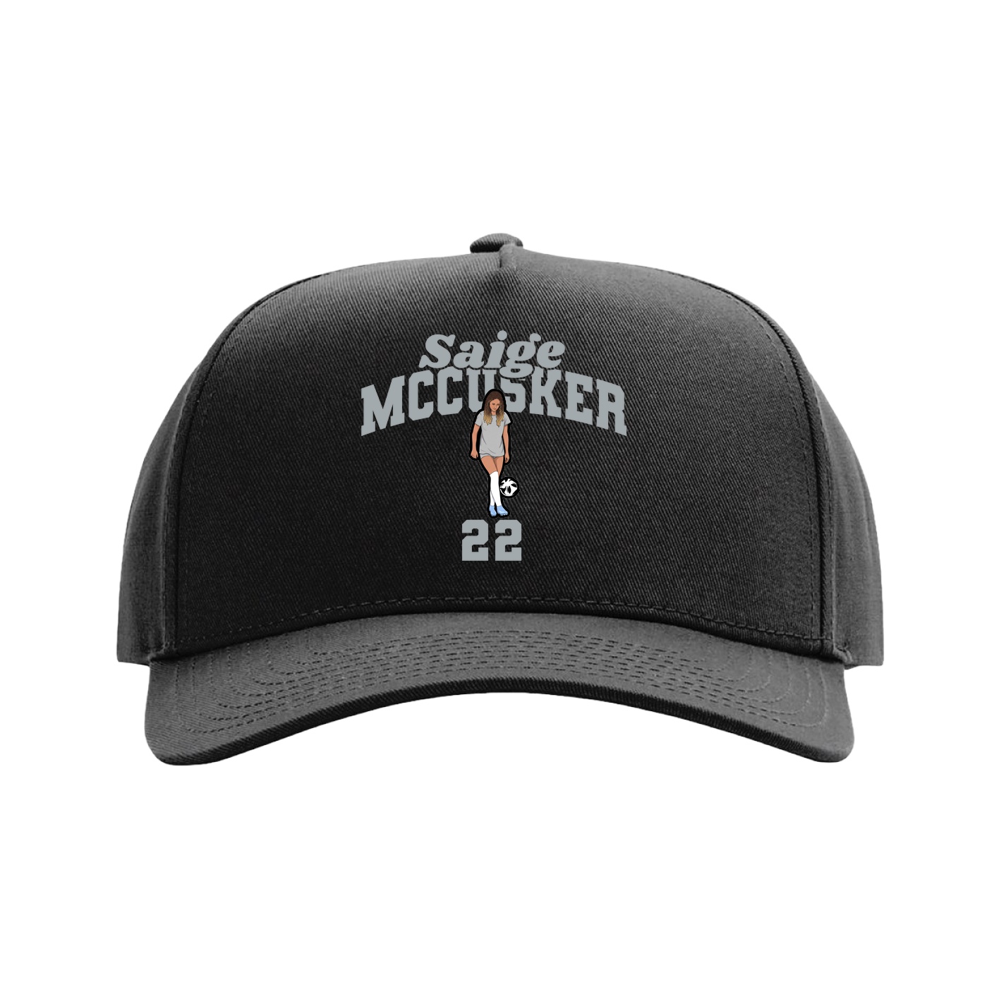 Full Fabric Five-Panel Champ Cap — Signature Arch in Black