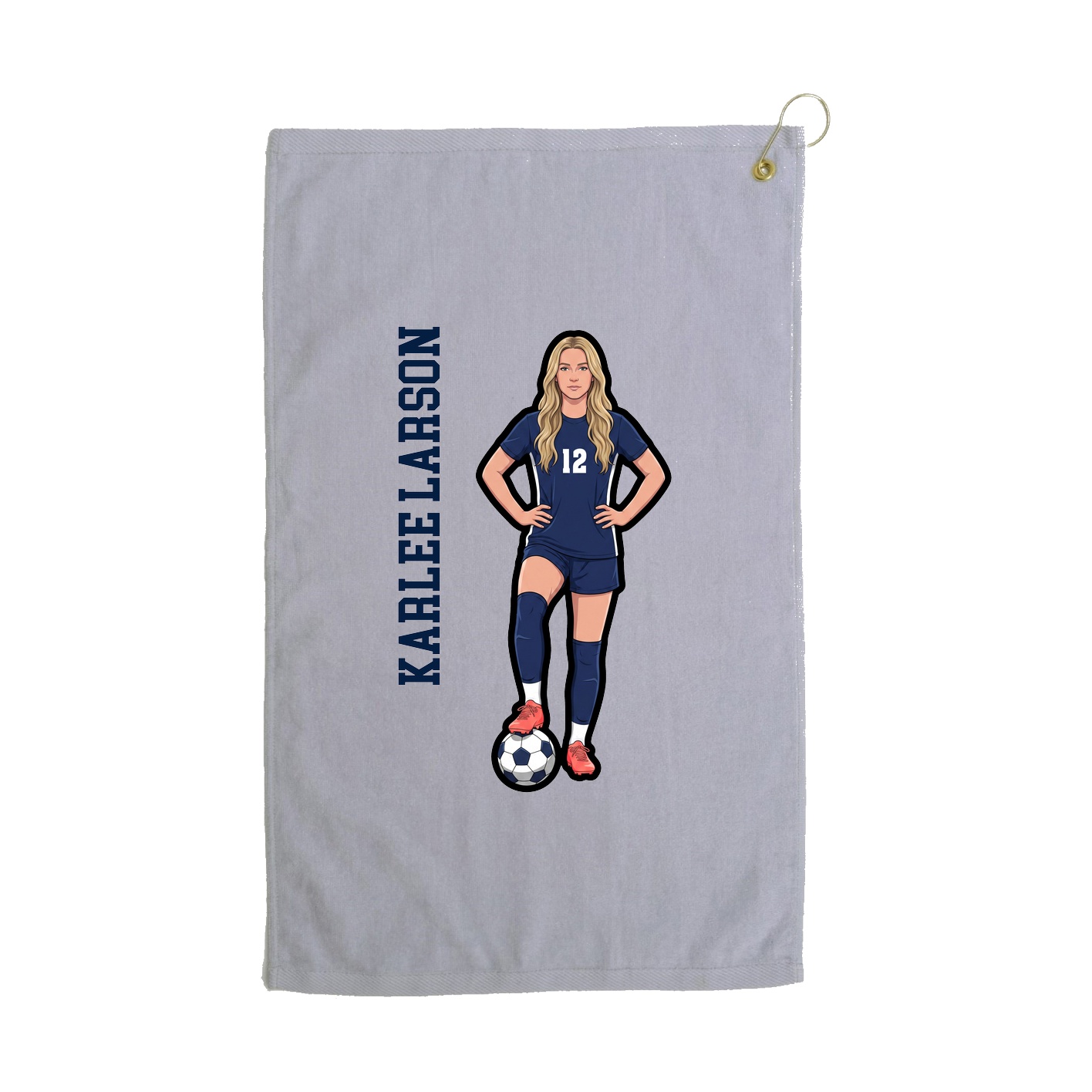 Golf Towel — Name Vertical in Grey
