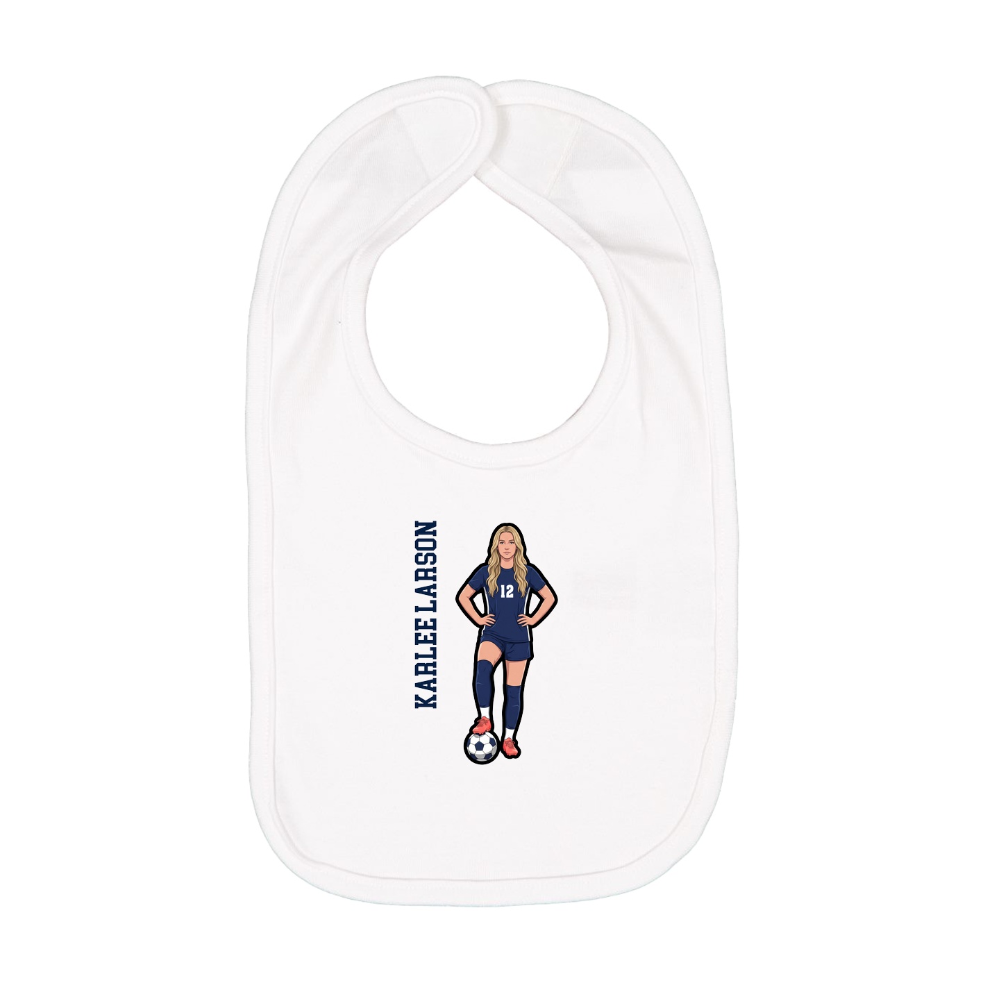 Infant Bib — Name Vertical in White