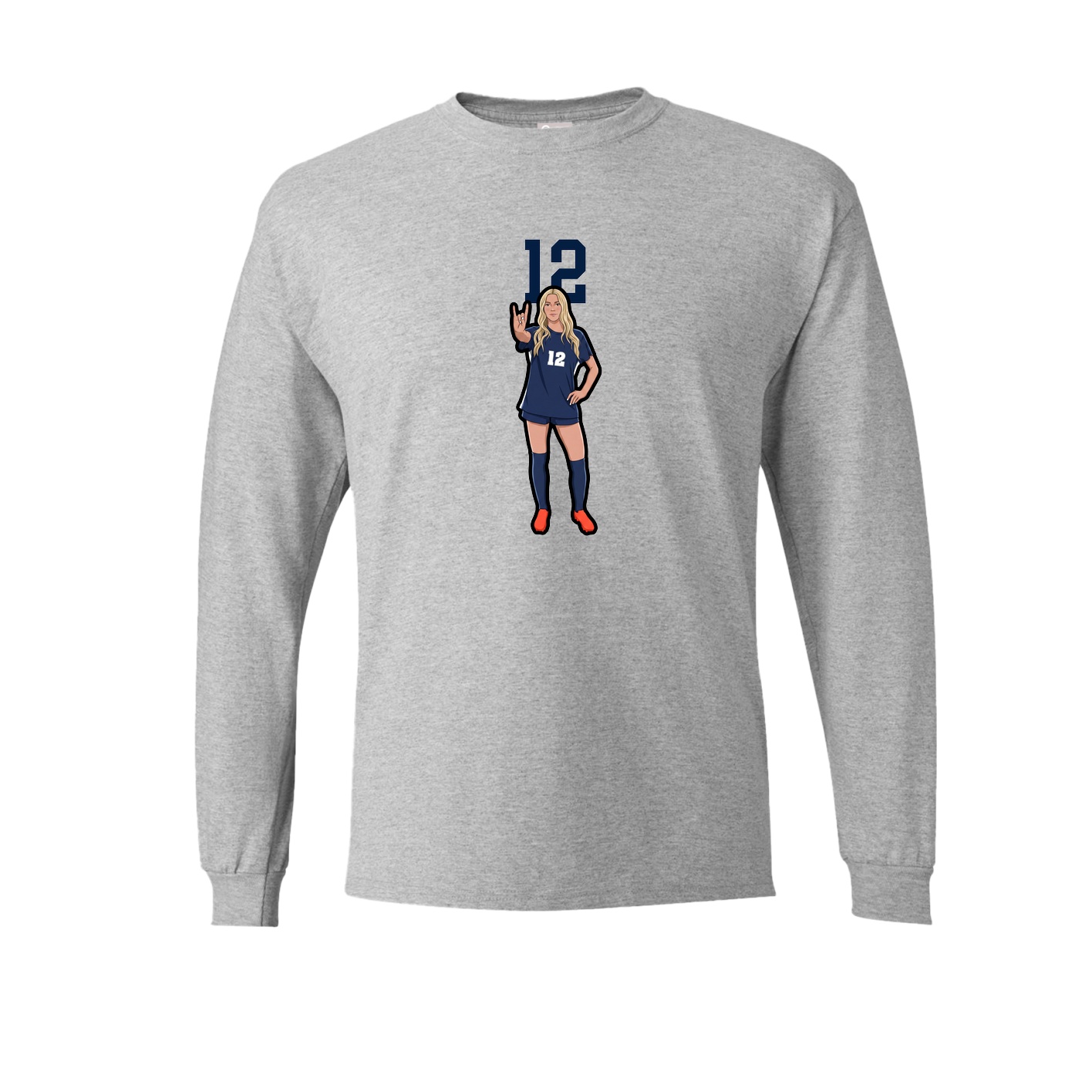 Long Sleeve Tee — Number Top in Grey
