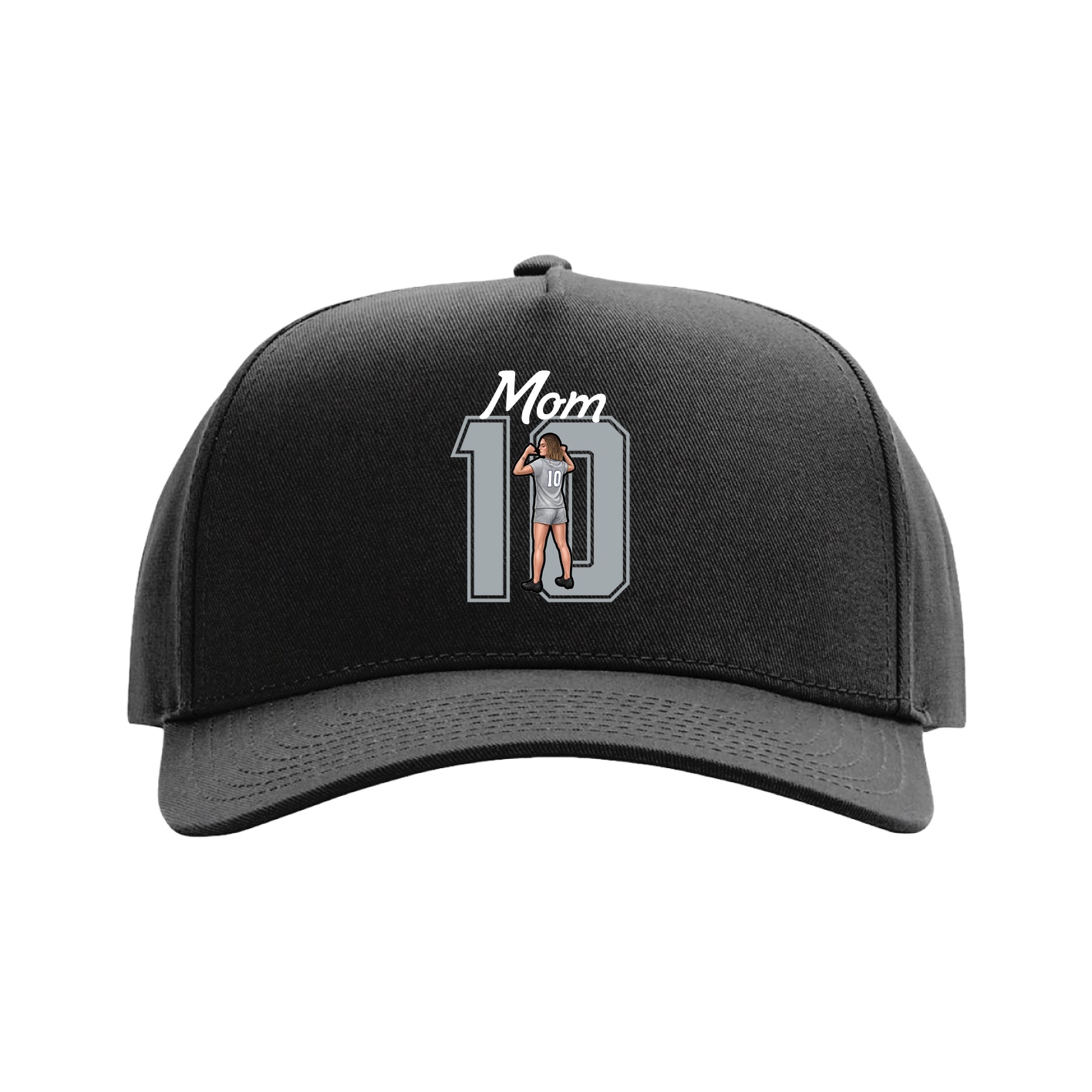 Full Fabric Five-Panel Champ Cap — Mothers Day Shirsey in Black