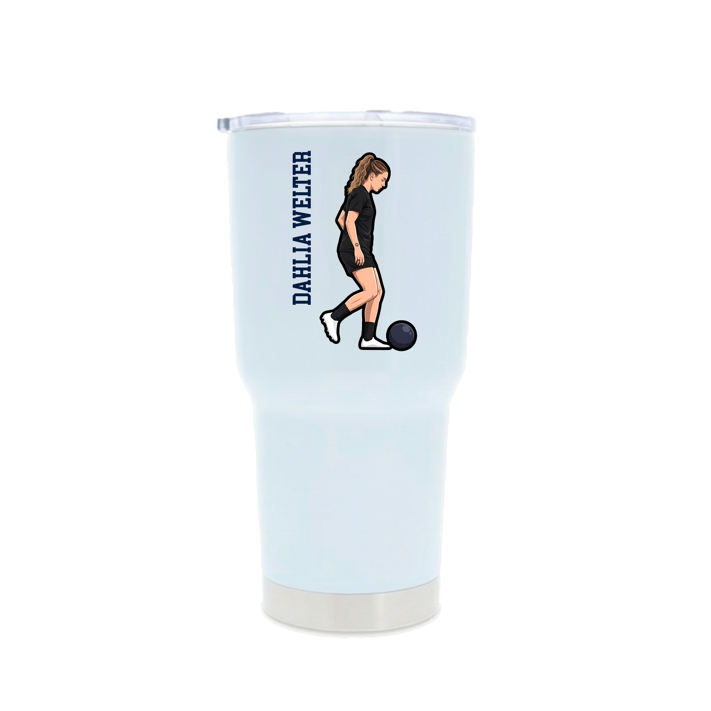 30oz Stainless Steel Tumbler — Name Vertical in White
