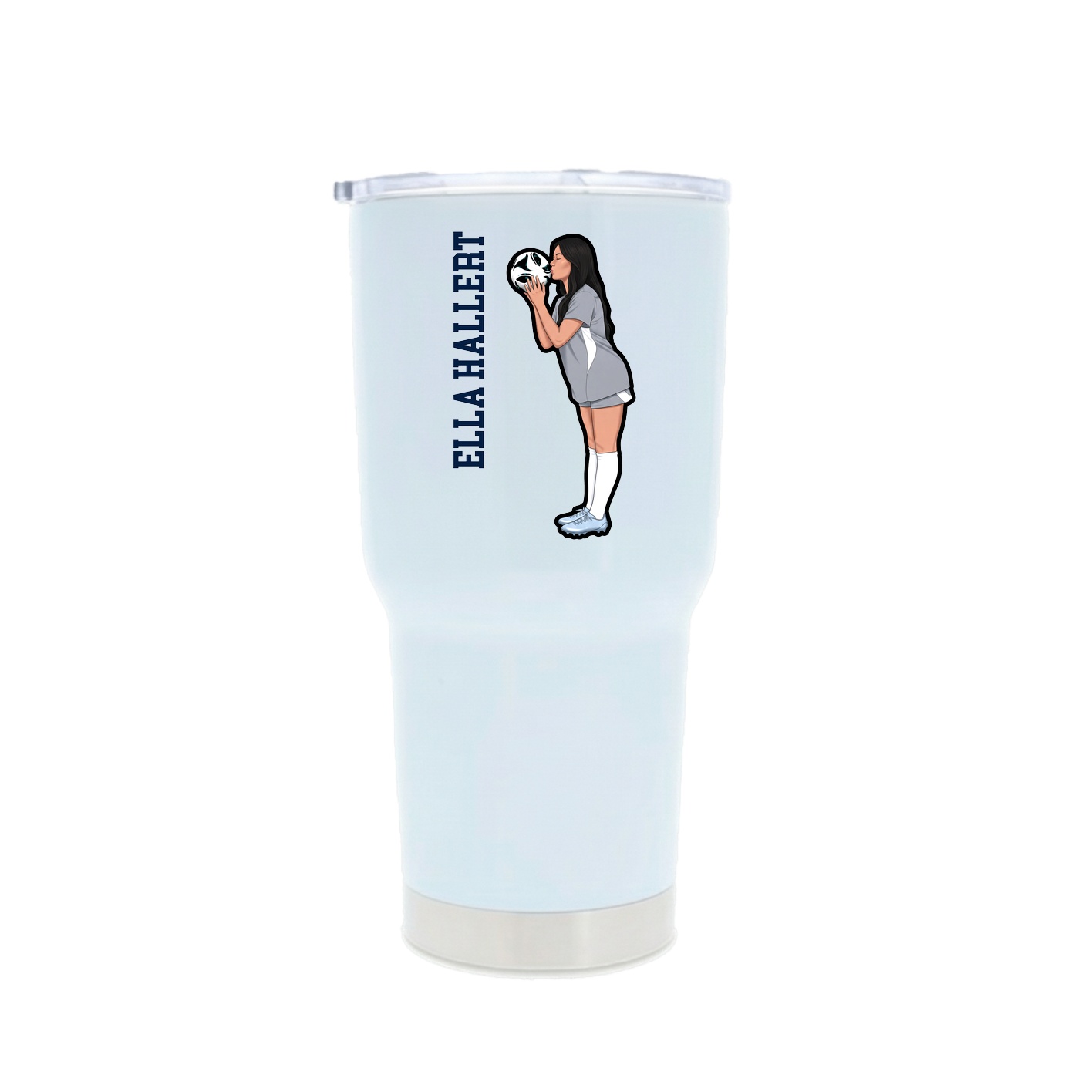 30oz Stainless Steel Tumbler — Name Vertical in White