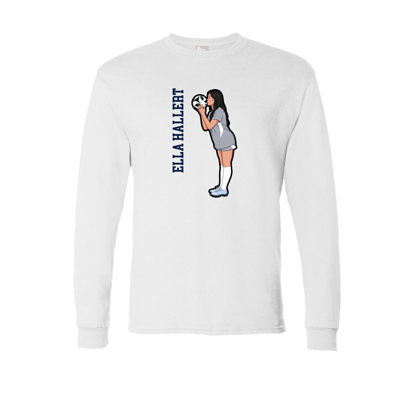 Long Sleeve Tee — Name Vertical in White
