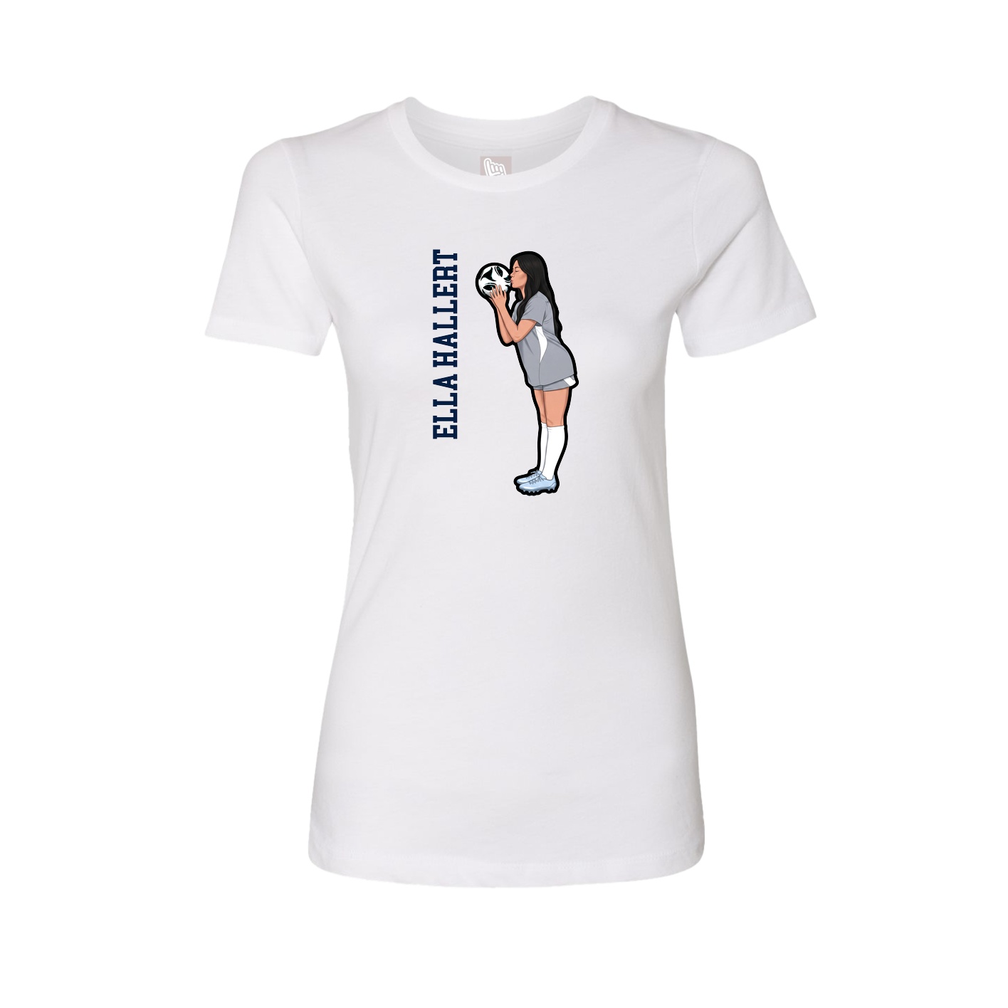 Womens Tee — Name Vertical in White