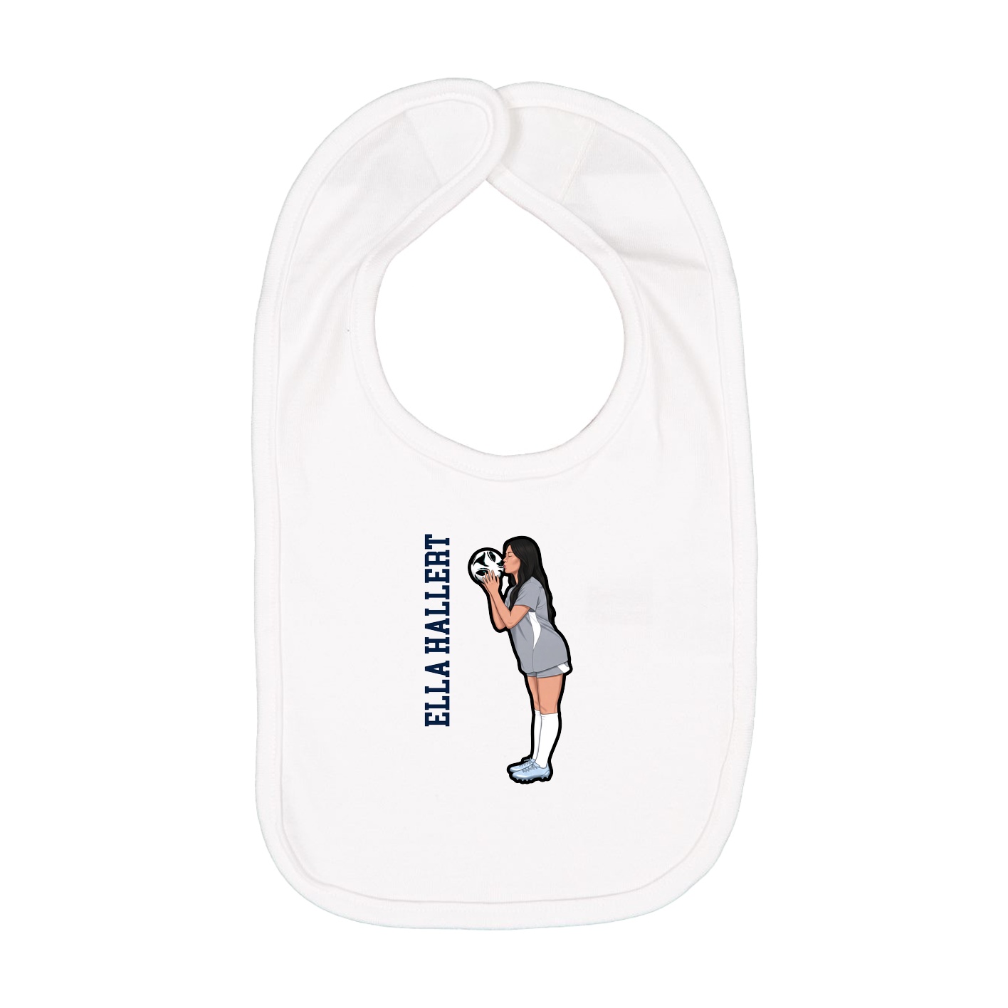 Infant Bib — Name Vertical in White