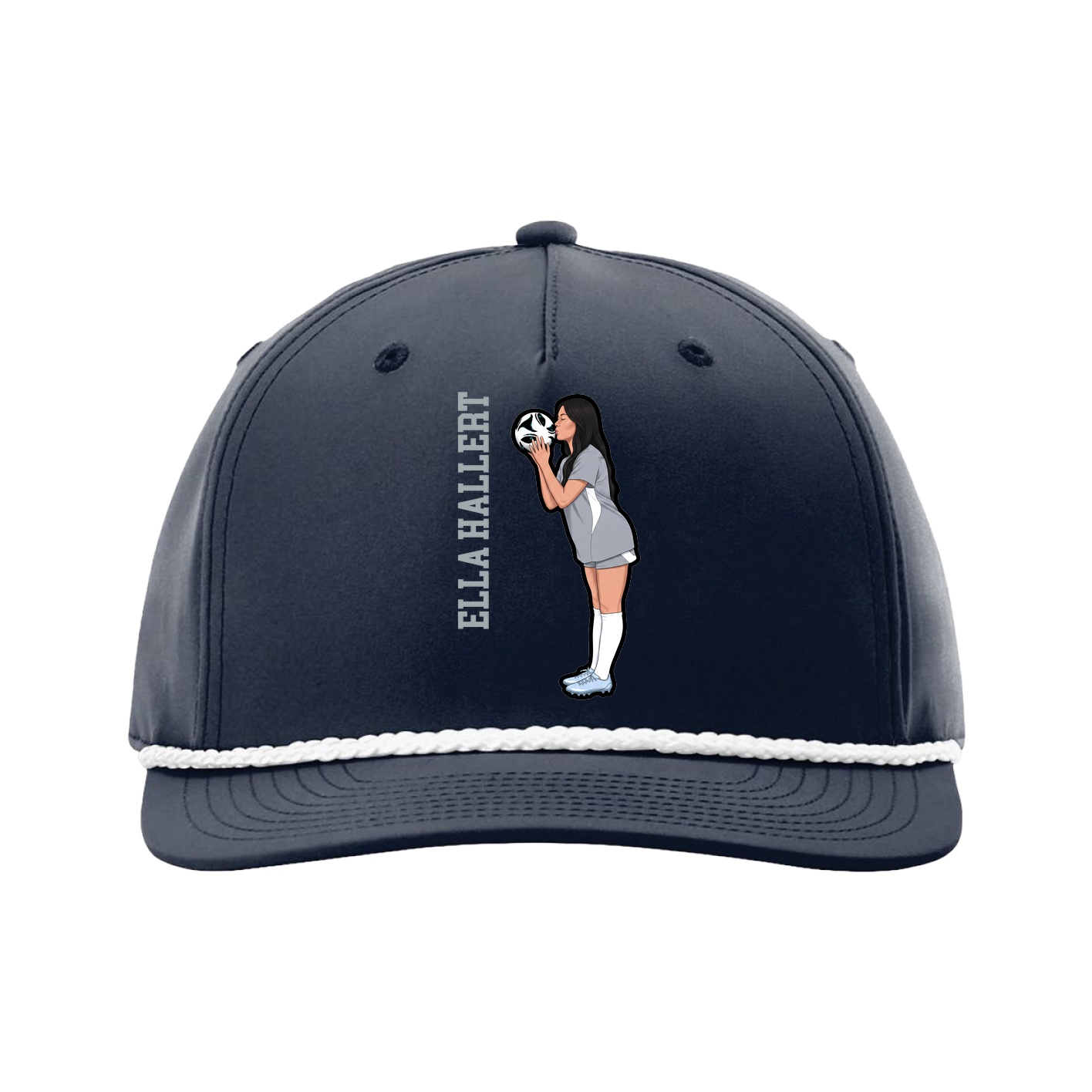 Five-Panel Classic Rope Cap — Name Vertical in Navy
