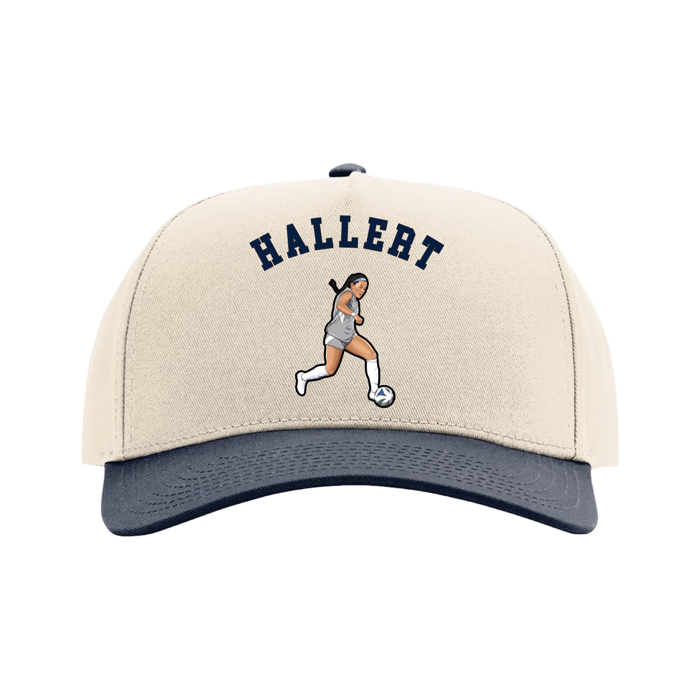 Full Fabric Five-Panel Champ Cap — Shirsey Arch in Cream/Navy