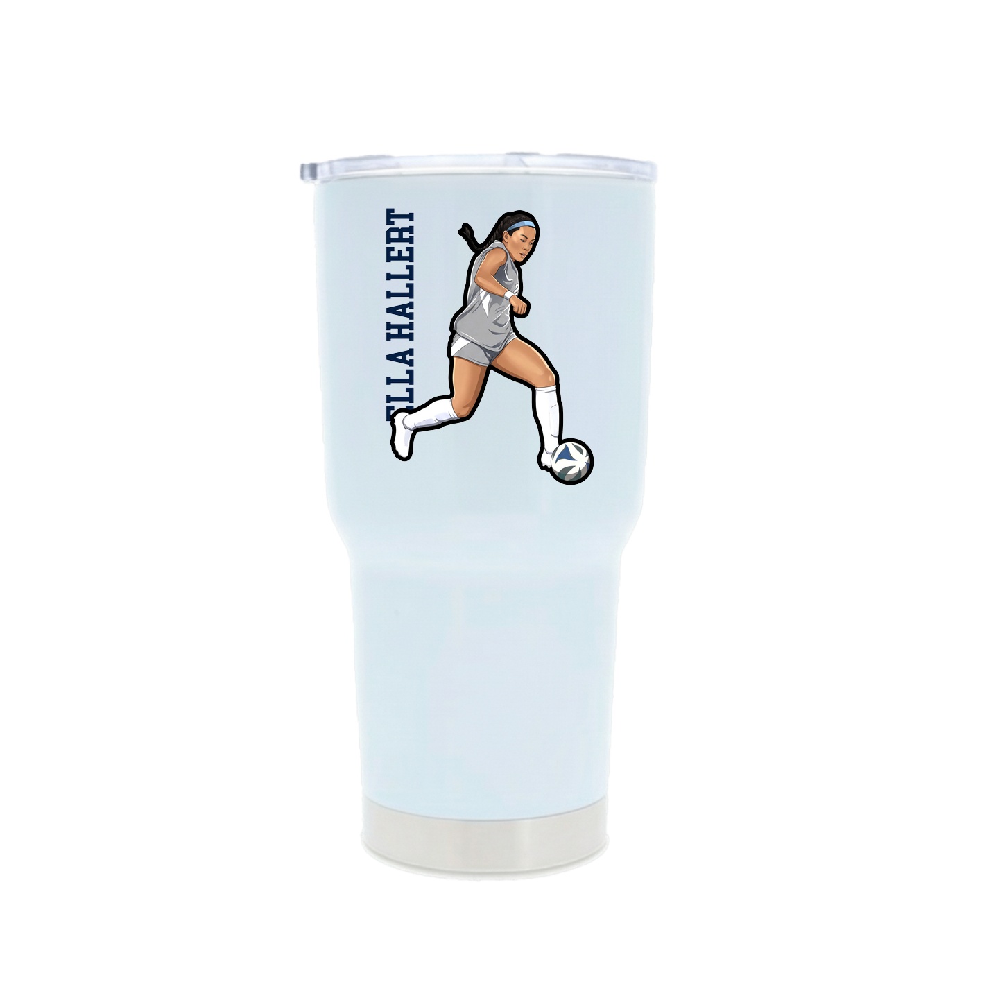 30oz Stainless Steel Tumbler — Name Vertical in White