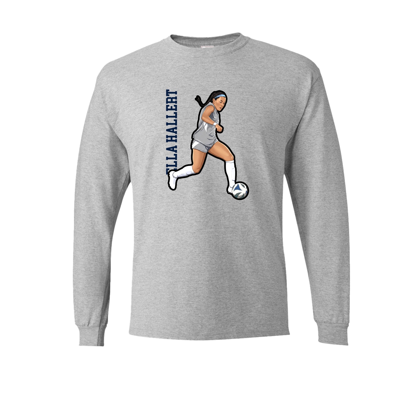 Long Sleeve Tee — Name Vertical in Grey