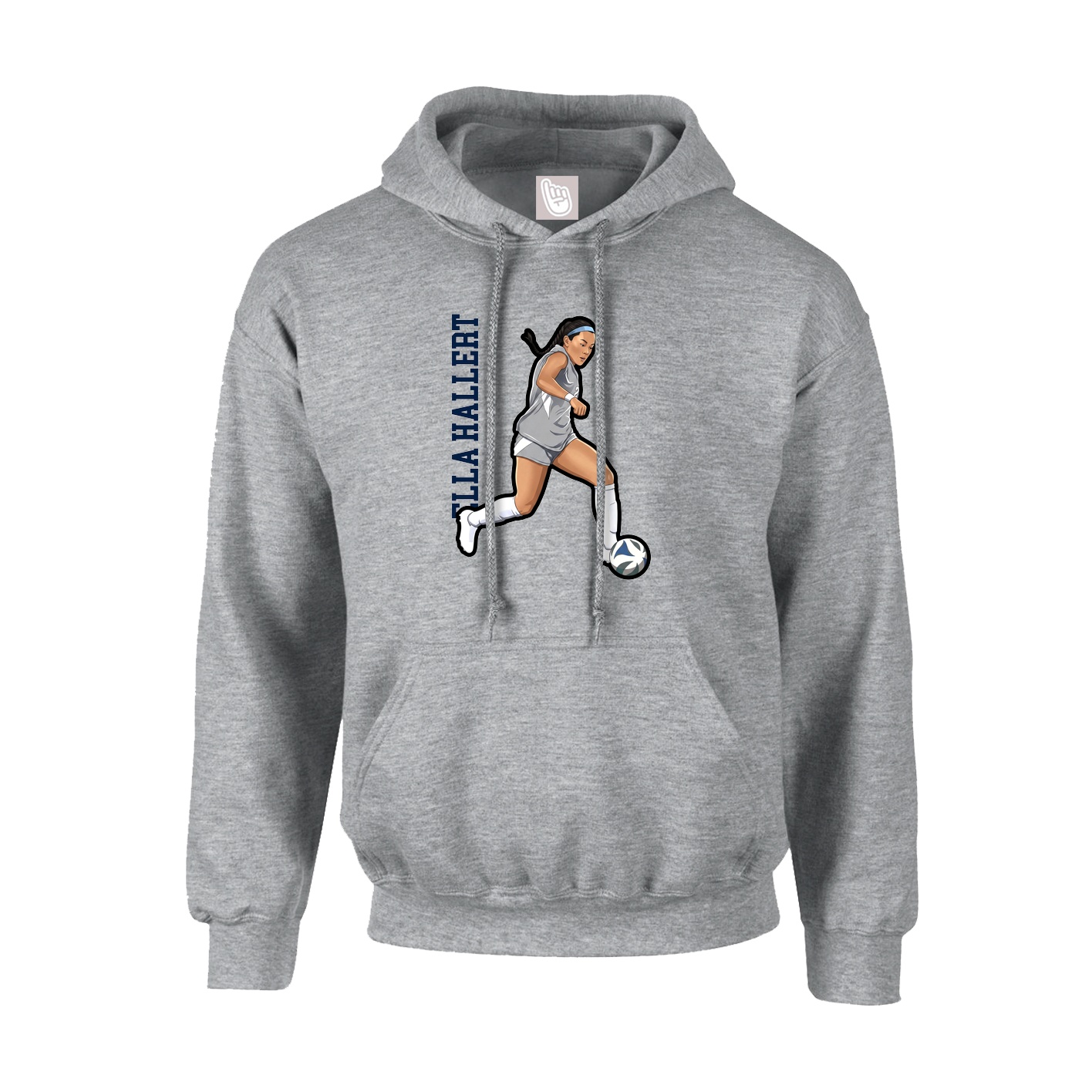 Hoodie — Name Vertical in Grey