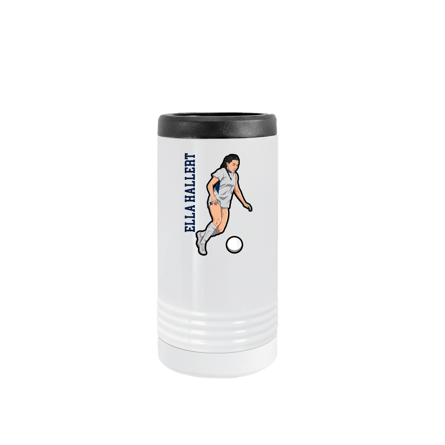 Slim Beverage Holder — Name Vertical in White