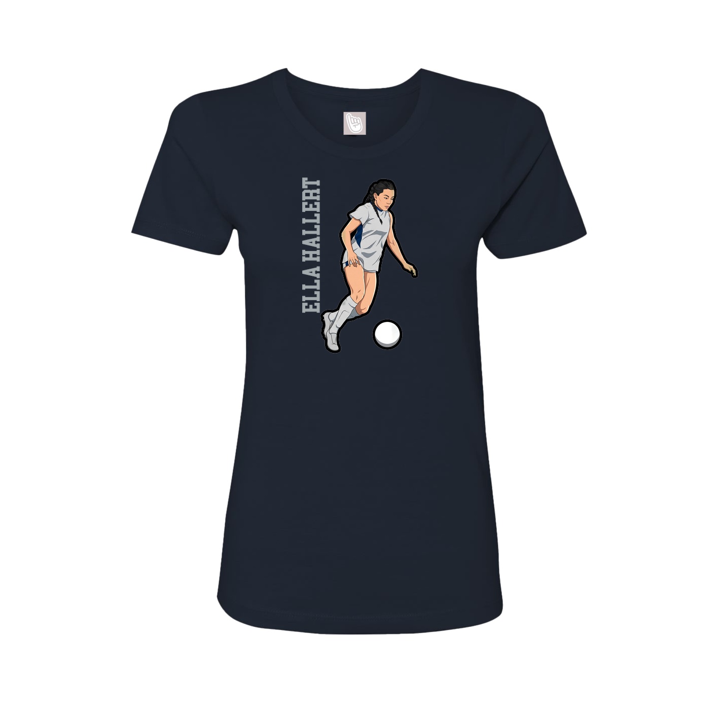 Womens Tee — Name Vertical in Navy