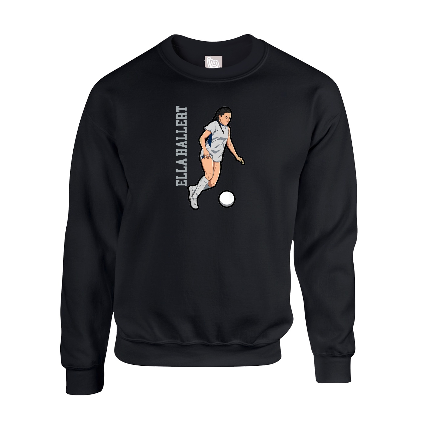 Fleece Crew — Name Vertical in Black
