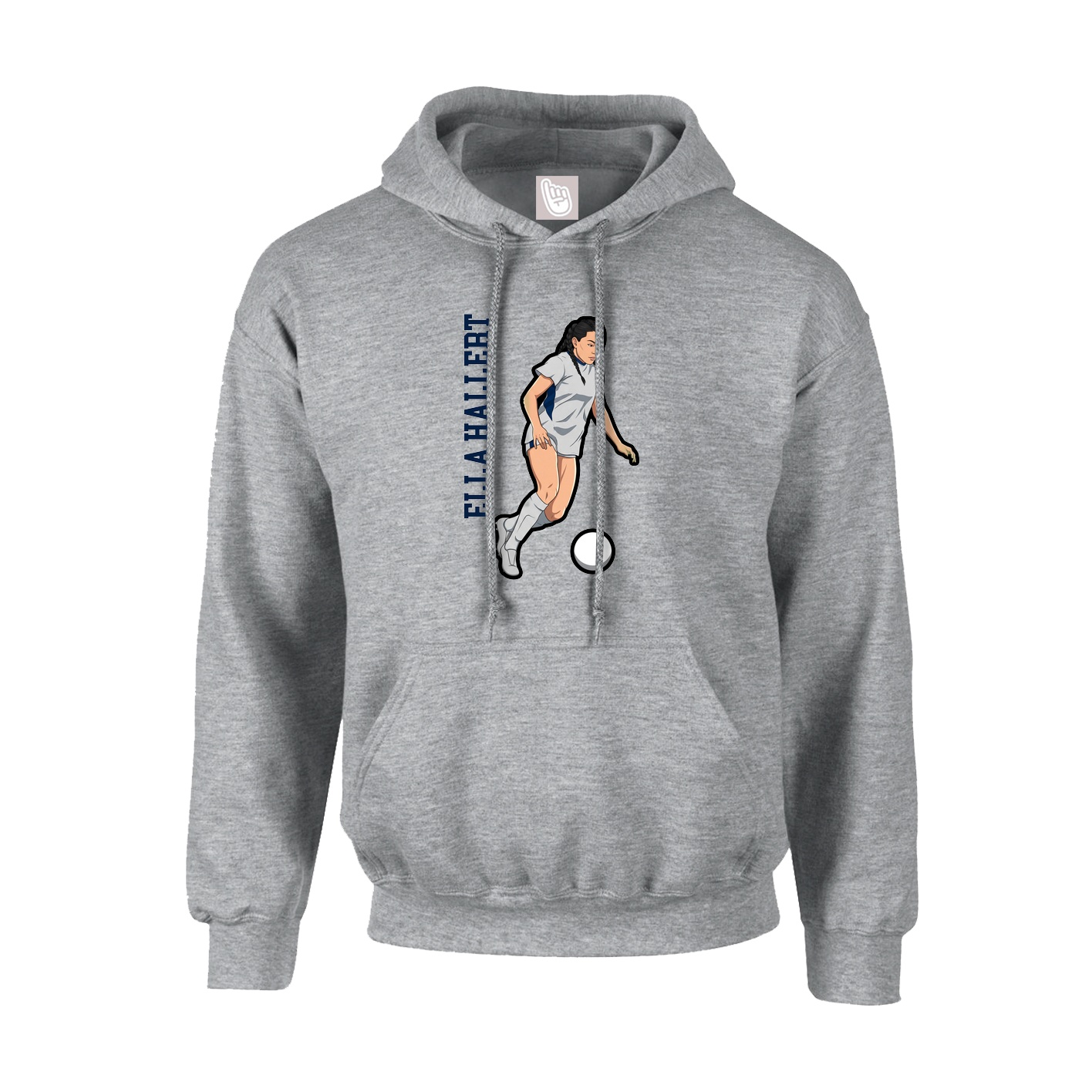 Youth Hoodie — Name Vertical in Grey