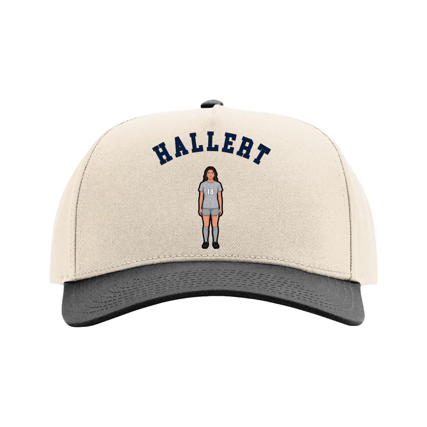 Full Fabric Five-Panel Champ Cap — Shirsey Arch in Cream/Black