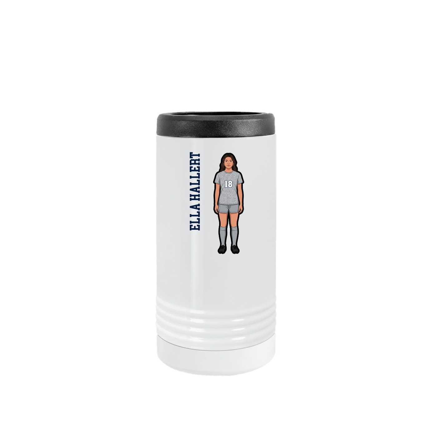 Slim Beverage Holder — Name Vertical in White