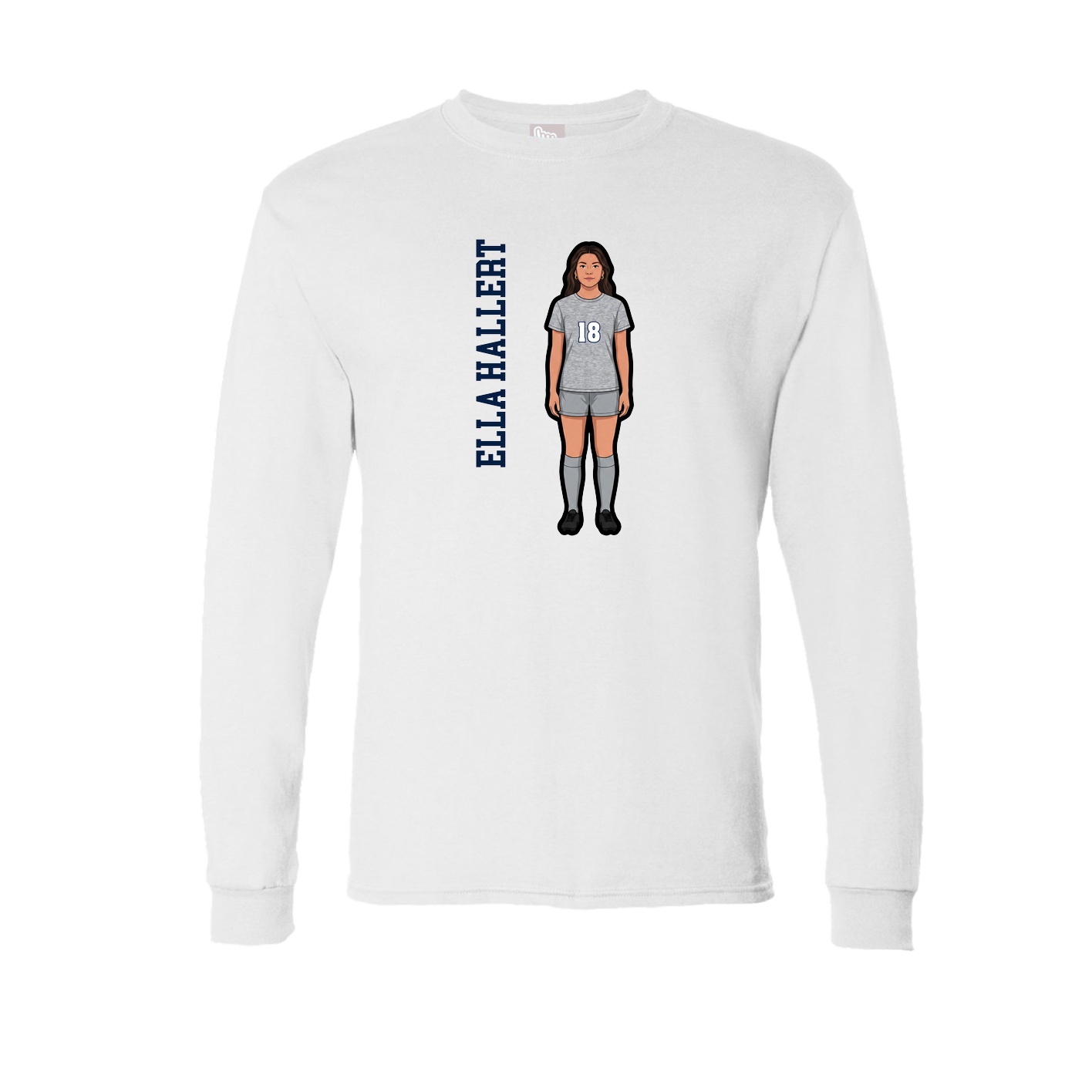 Long Sleeve Tee — Name Vertical in White