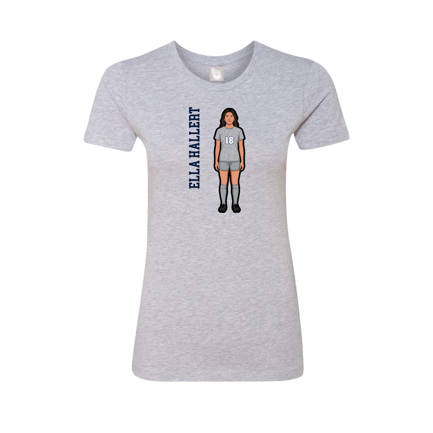 Womens Tee — Name Vertical in Grey