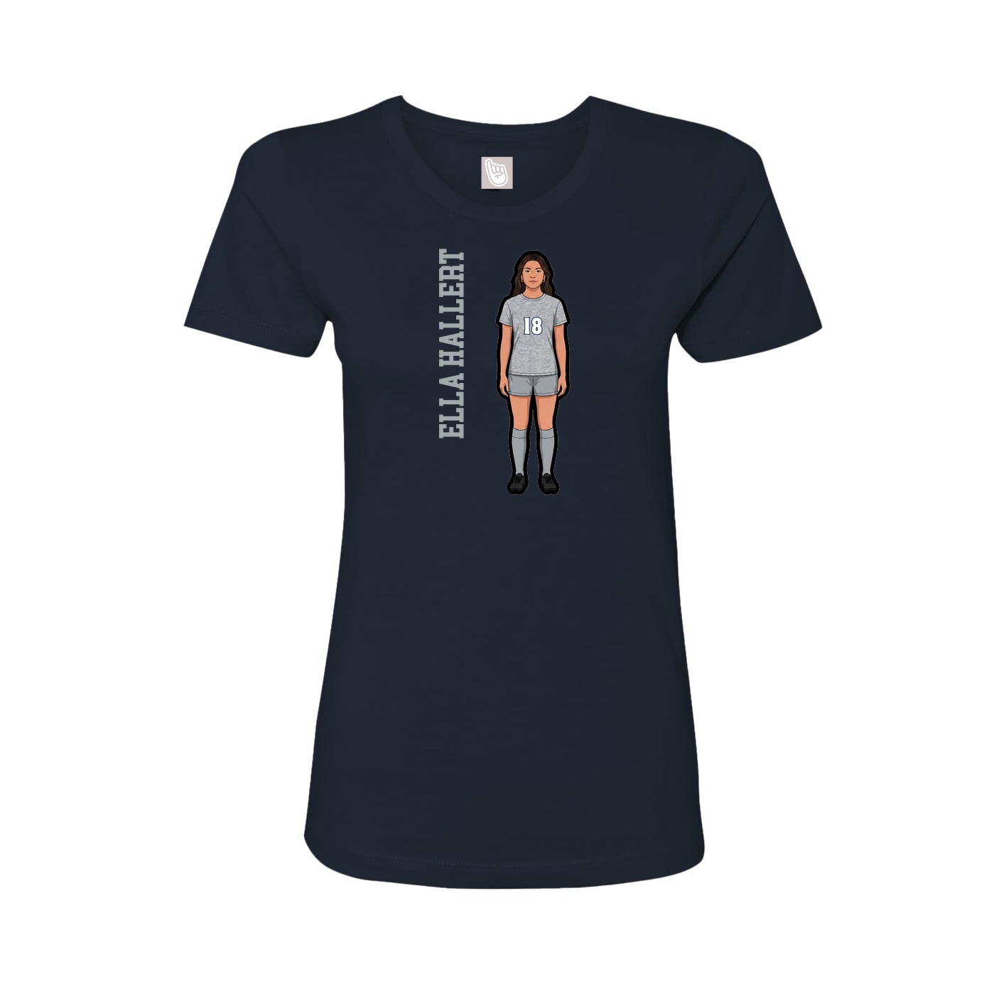 Fitted Women's Tee — Name Vertical in Navy