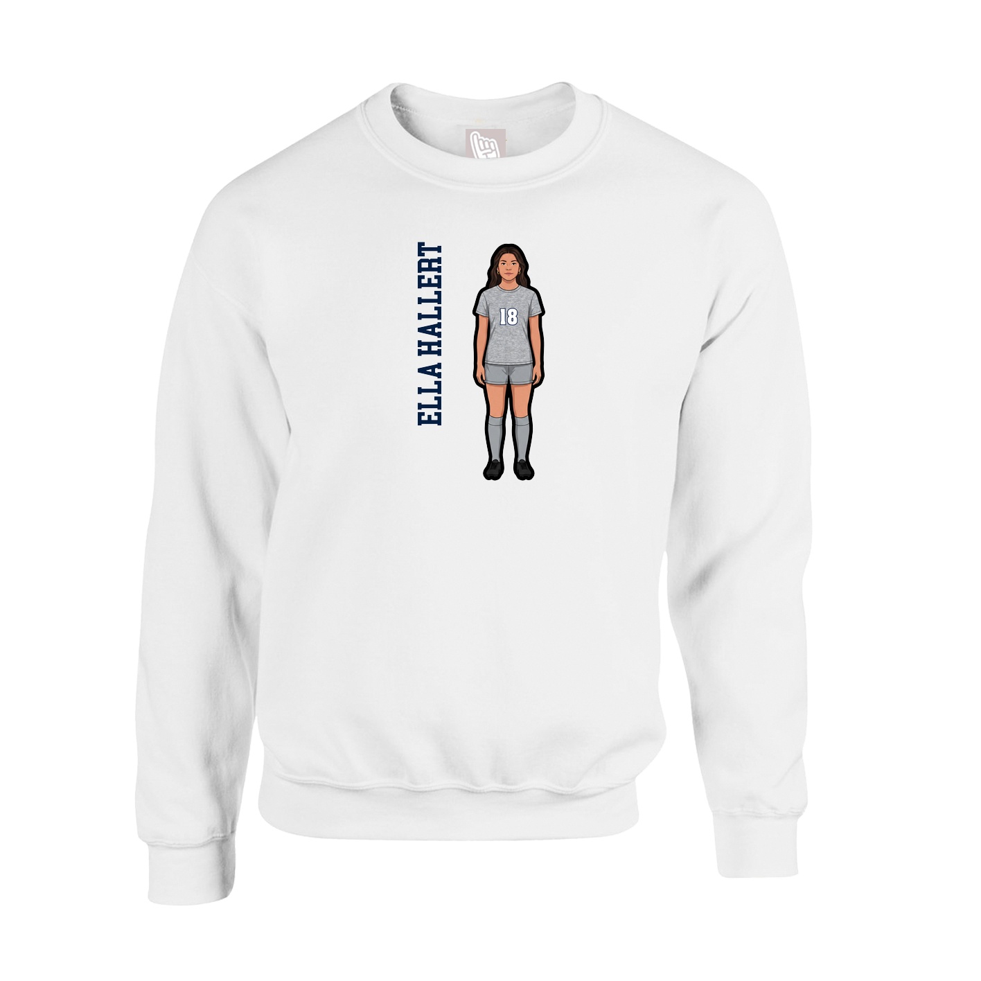 Fleece Crew — Name Vertical in White