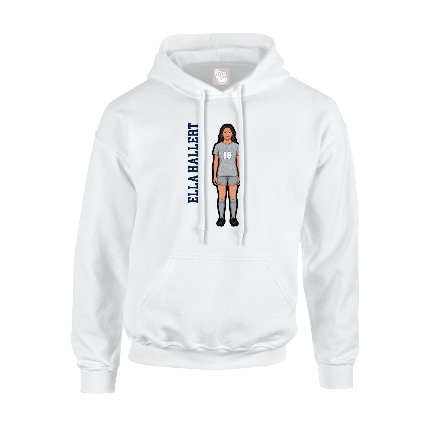 Youth Hoodie — Name Vertical in White
