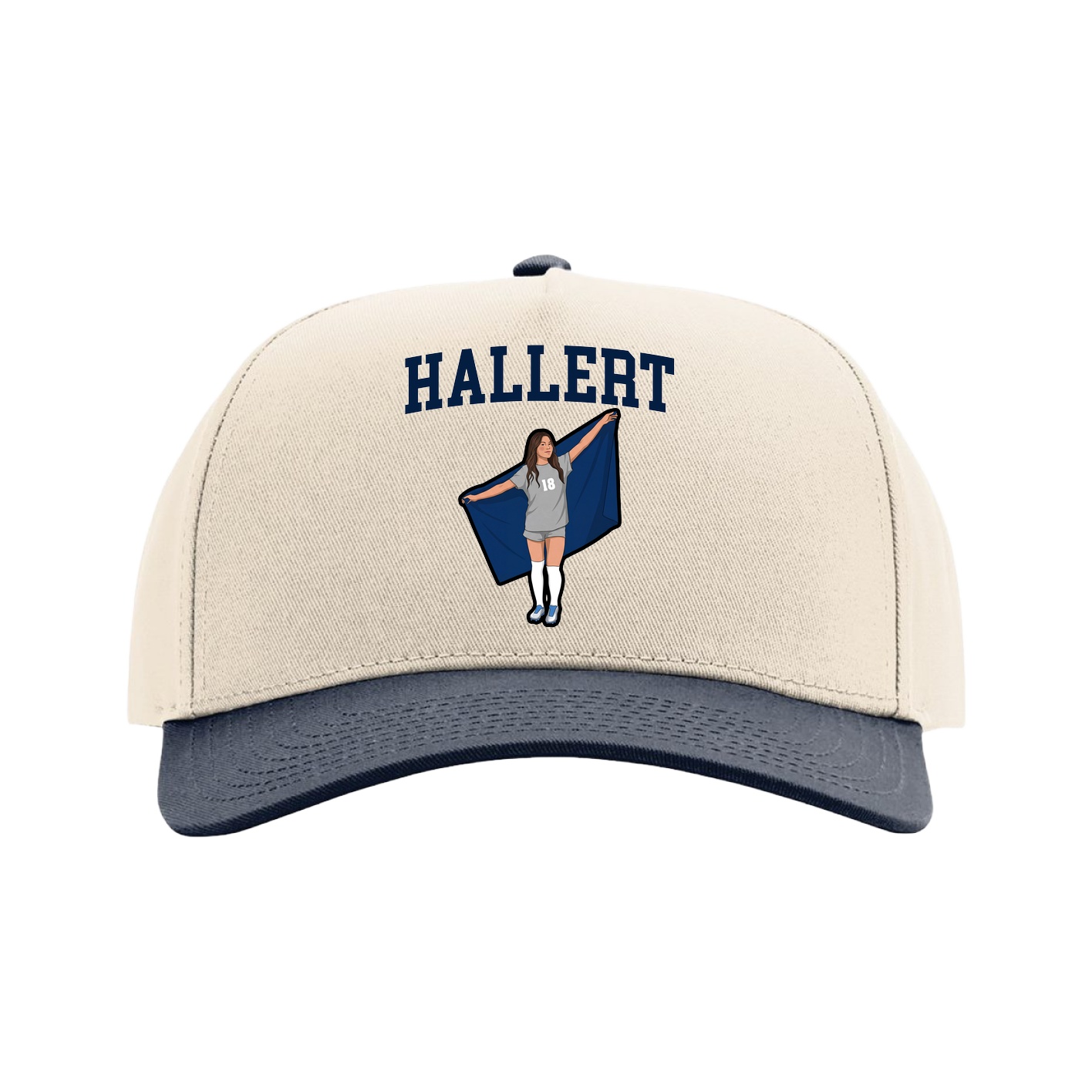 Full Fabric Five-Panel Champ Cap — Shirsey in Cream/Navy