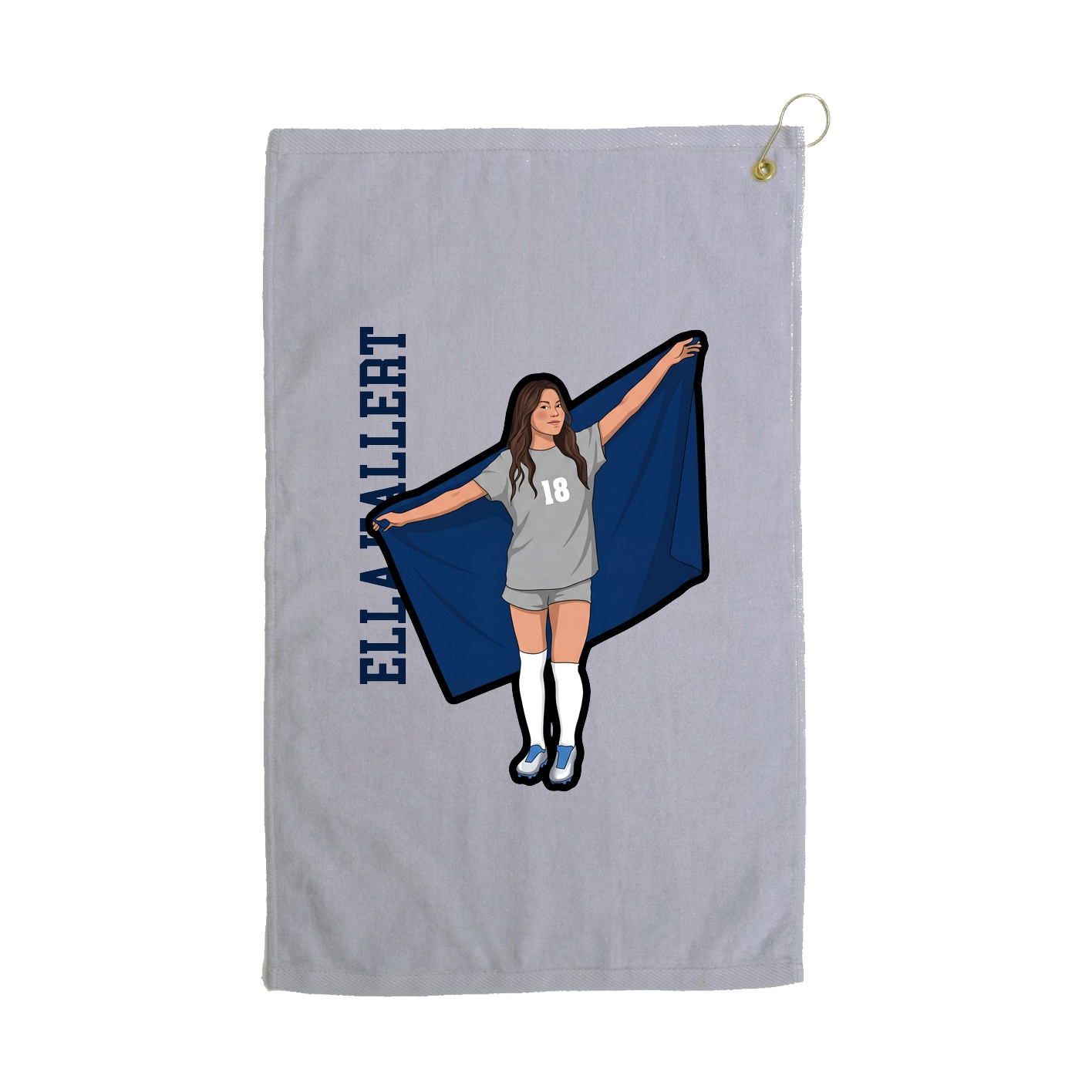 Golf Towel — Name Vertical in Grey