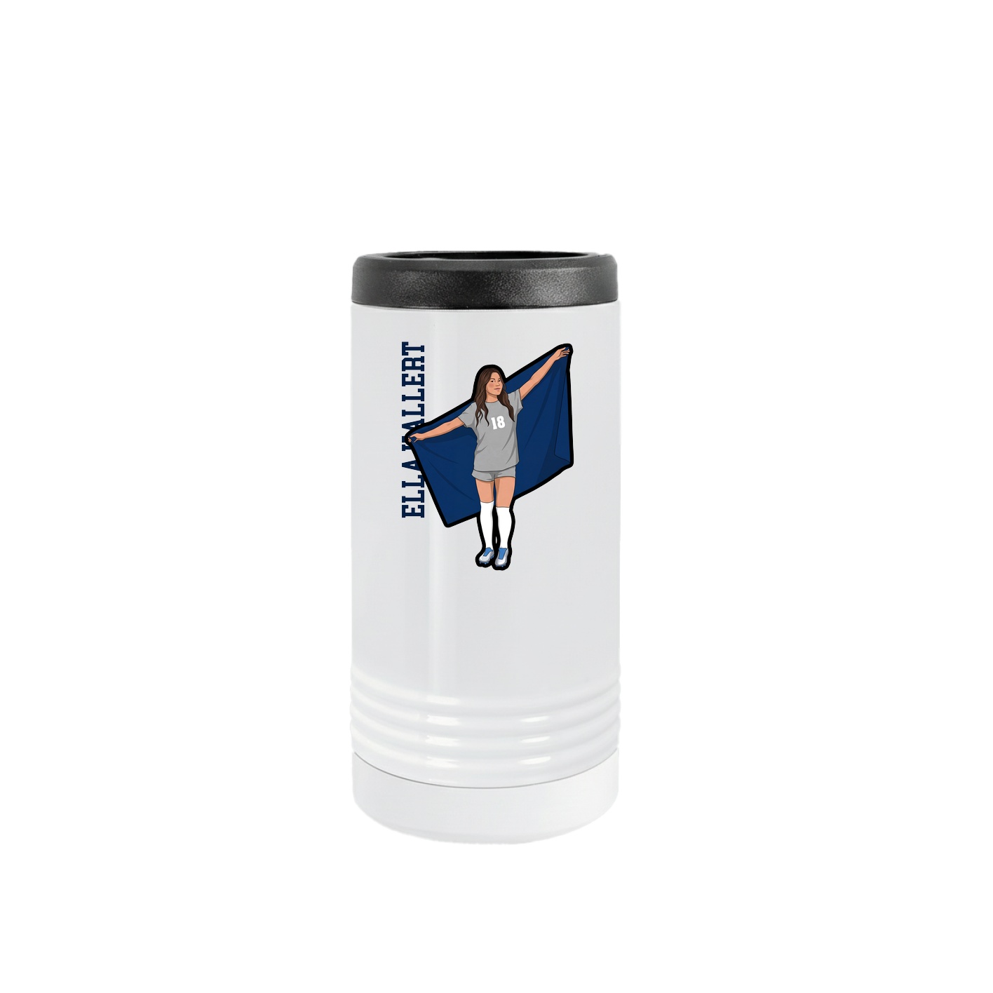 Slim Beverage Holder — Name Vertical in White