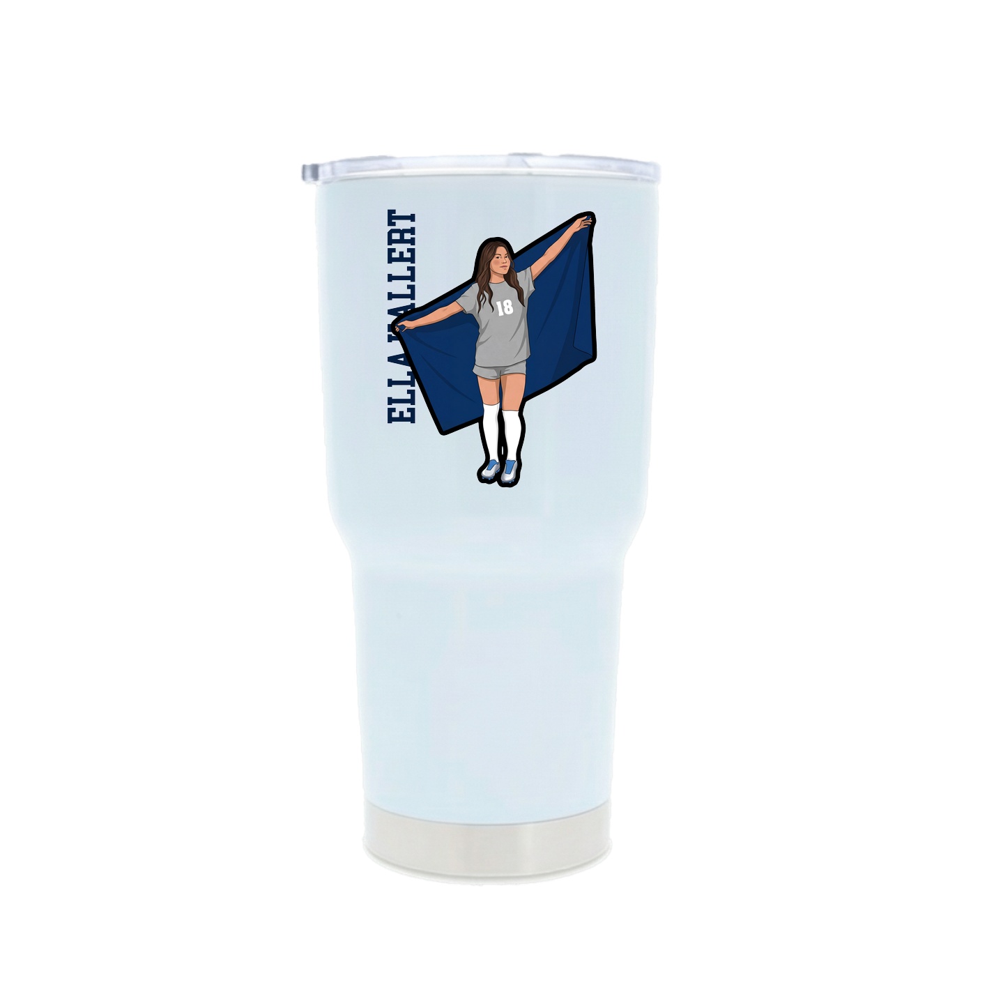 30oz Stainless Steel Tumbler — Name Vertical in White