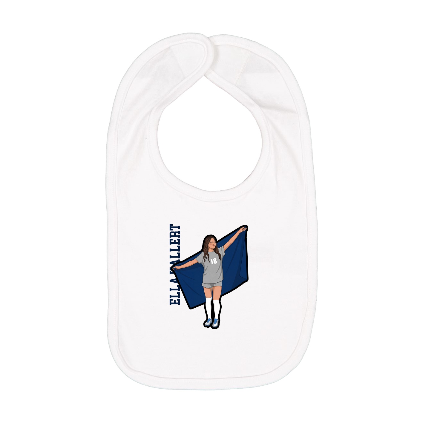 Infant Bib — Name Vertical in White
