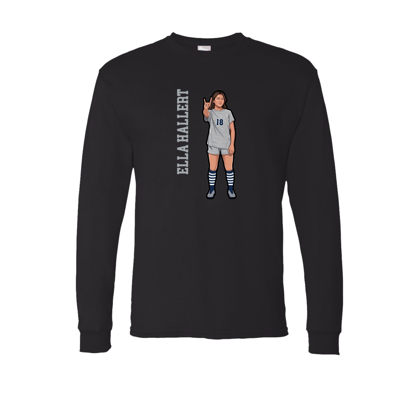 Long Sleeve Tee — Name Vertical in Black
