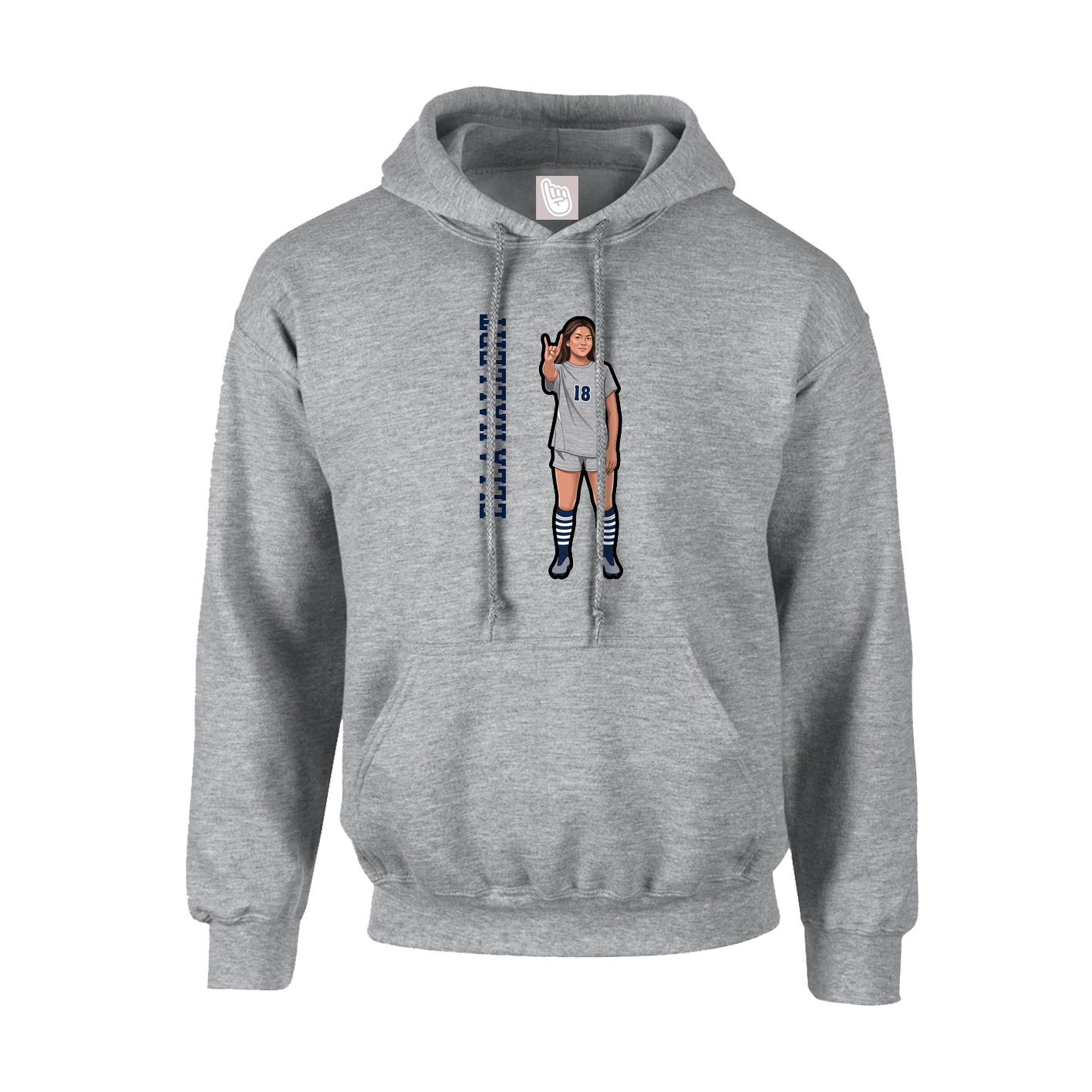 Hoodie — Name Vertical in Grey