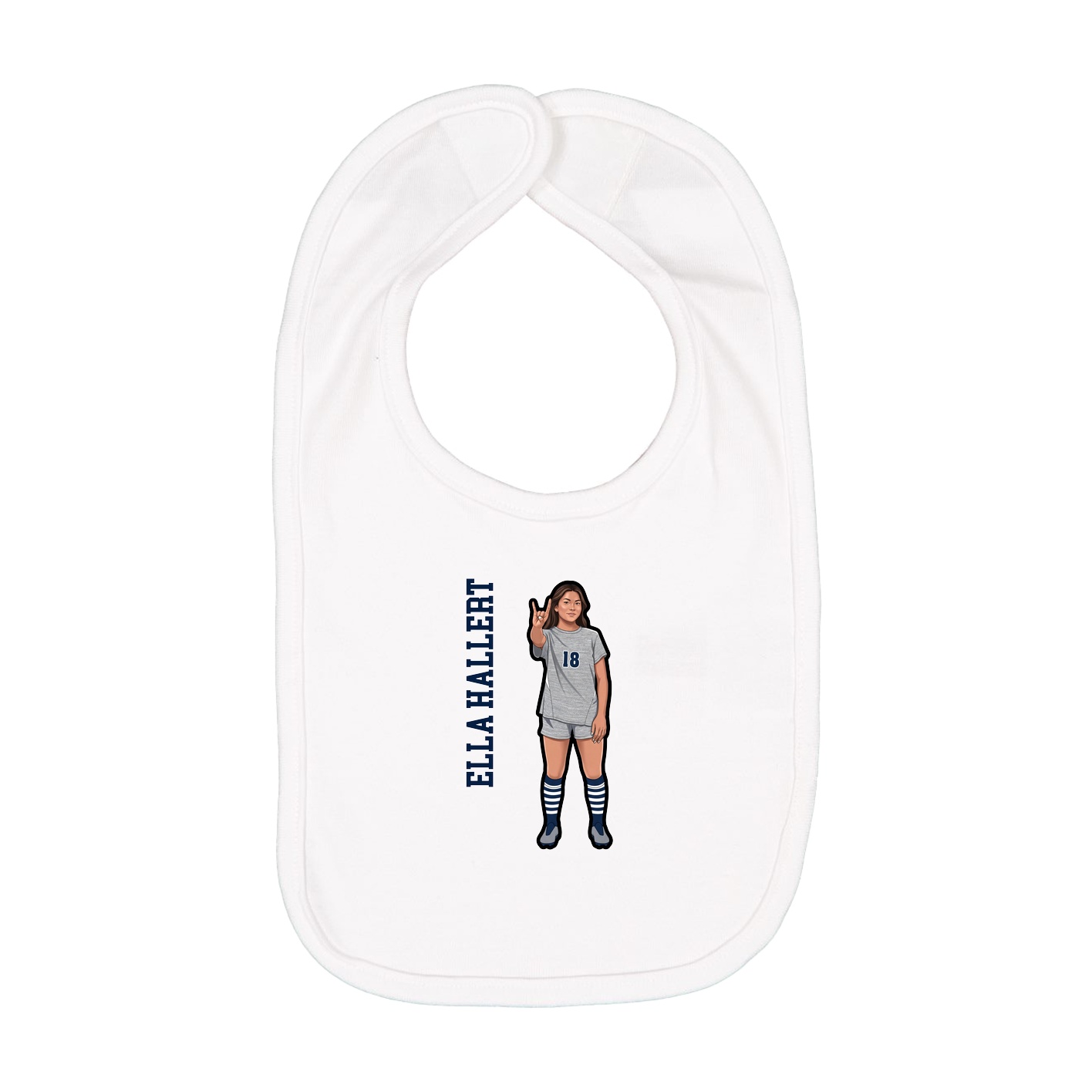 Infant Bib — Name Vertical in White