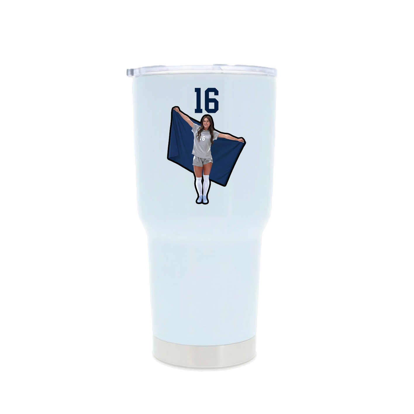 30oz Stainless Steel Tumbler — Number Top in White