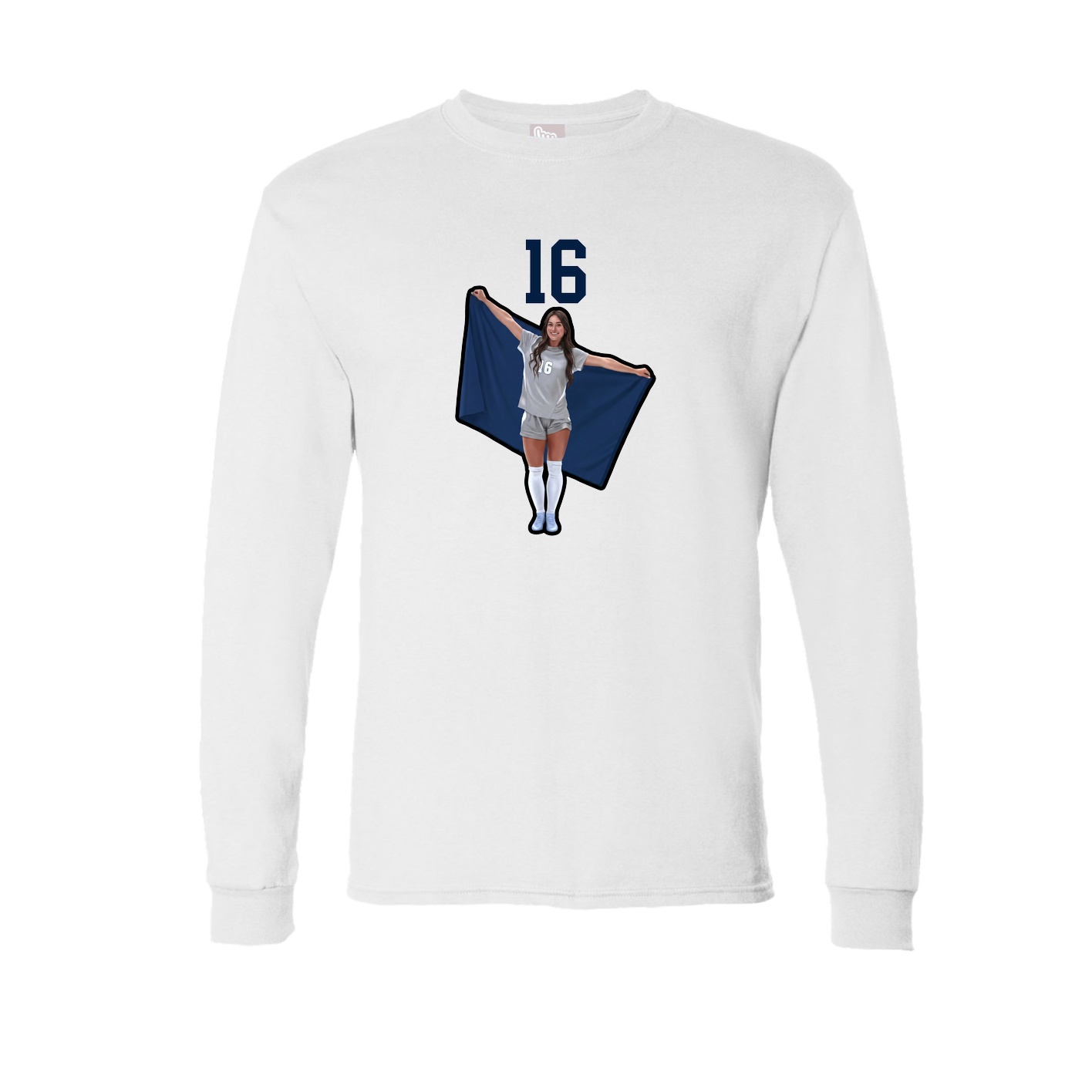 Long Sleeve Tee — Number Top in White