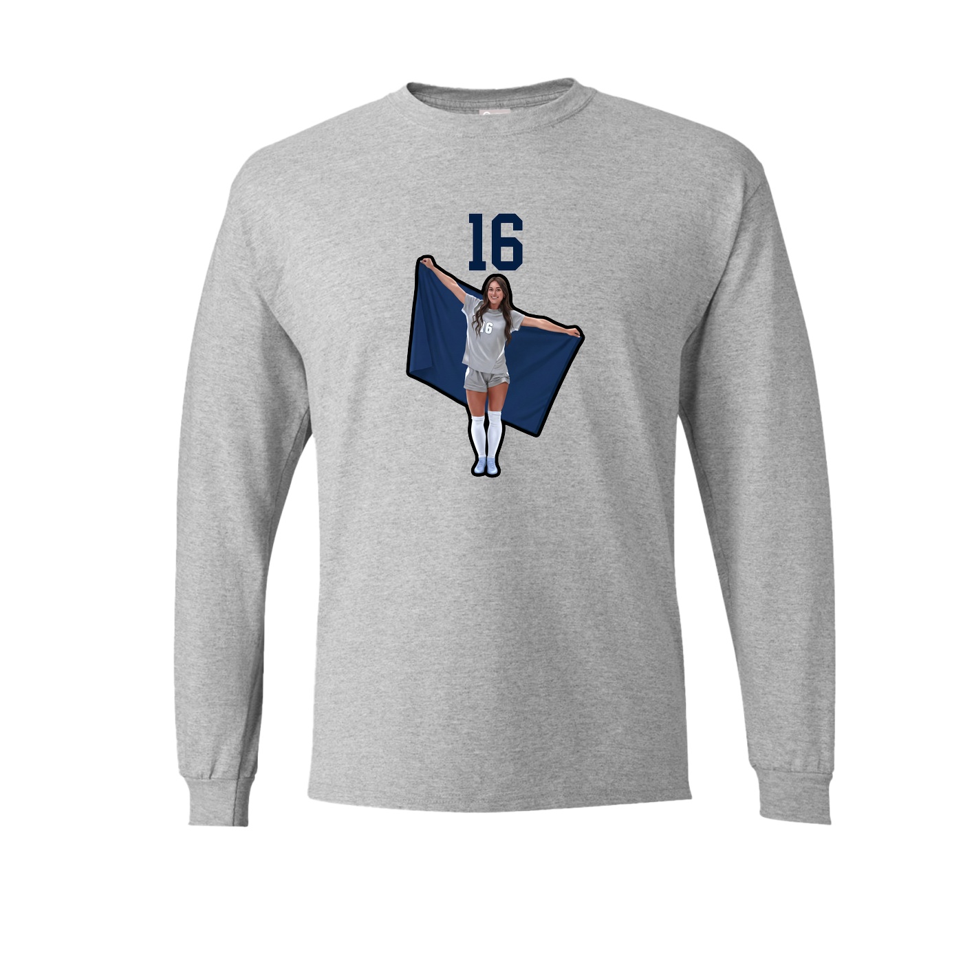 Long Sleeve Tee — Number Top in Grey