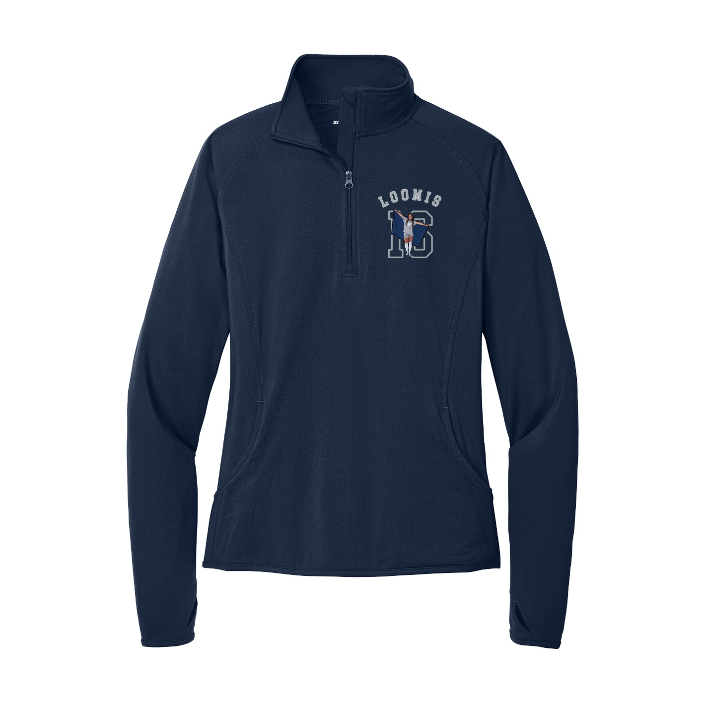 Women's Q-Zip Pullover — Shirsey Arch in Navy
