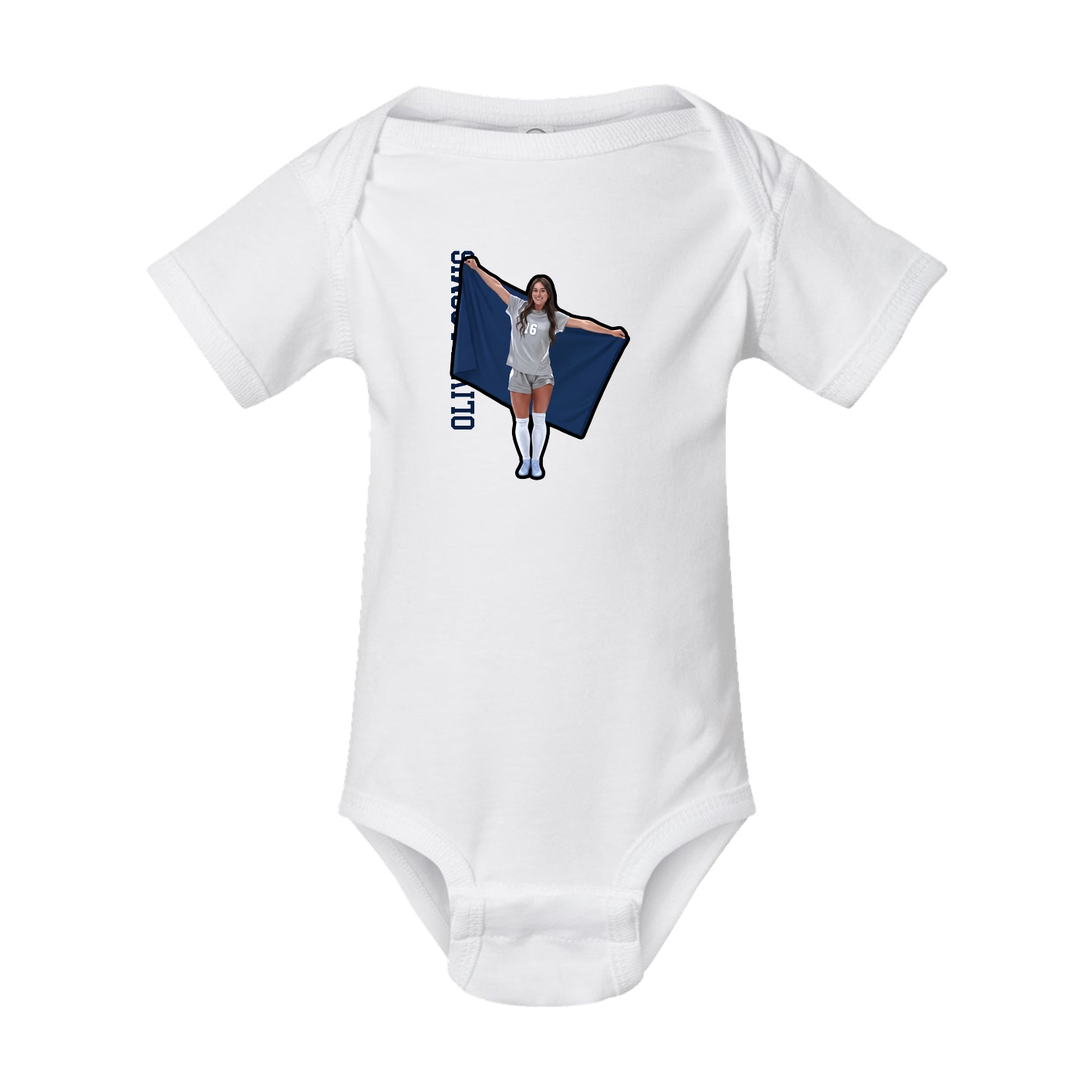 Baby Onesie — Name Vertical in White