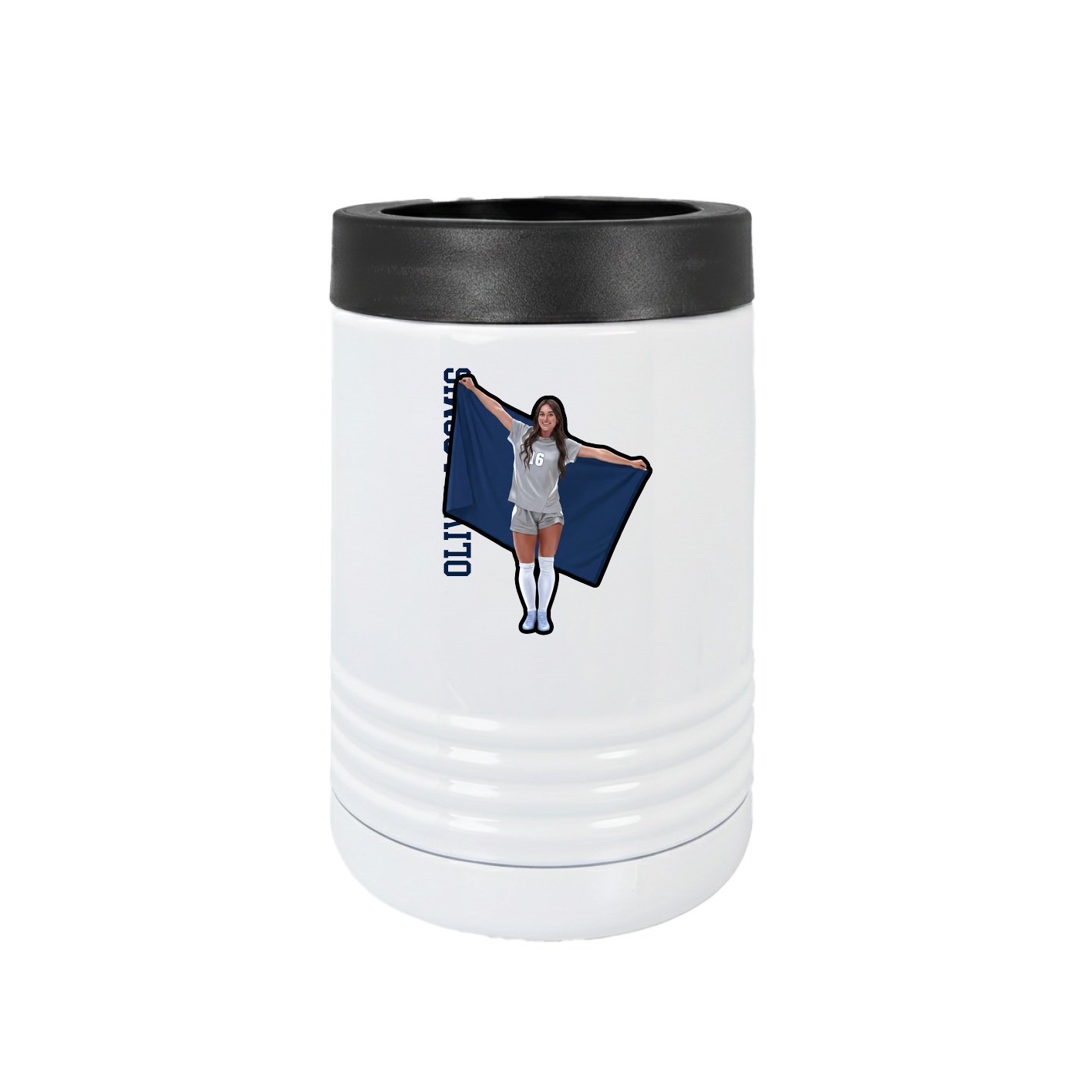 Beverage Holder — Name Vertical in White