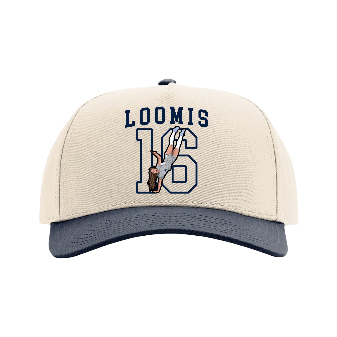 Full Fabric Five-Panel Champ Cap — Shirsey in Cream/Navy