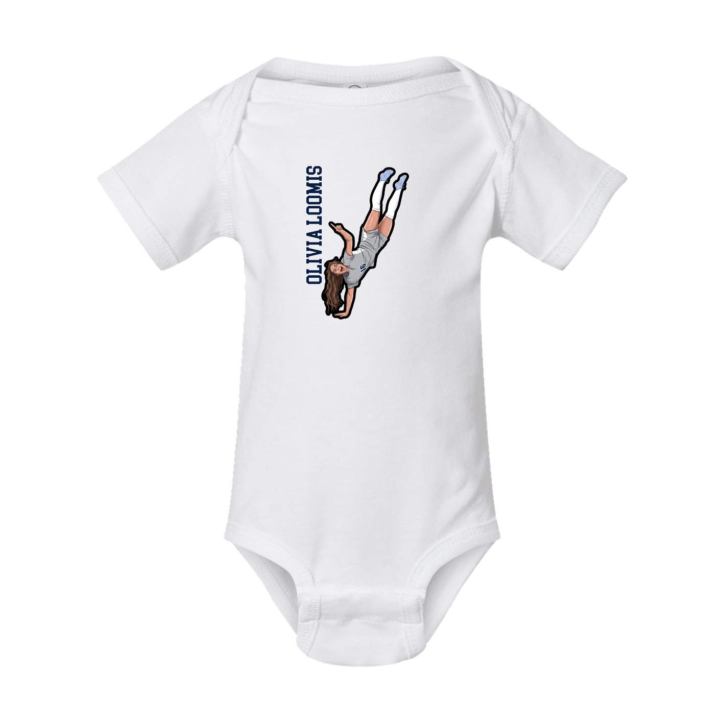 Baby Onesie — Name Vertical in White