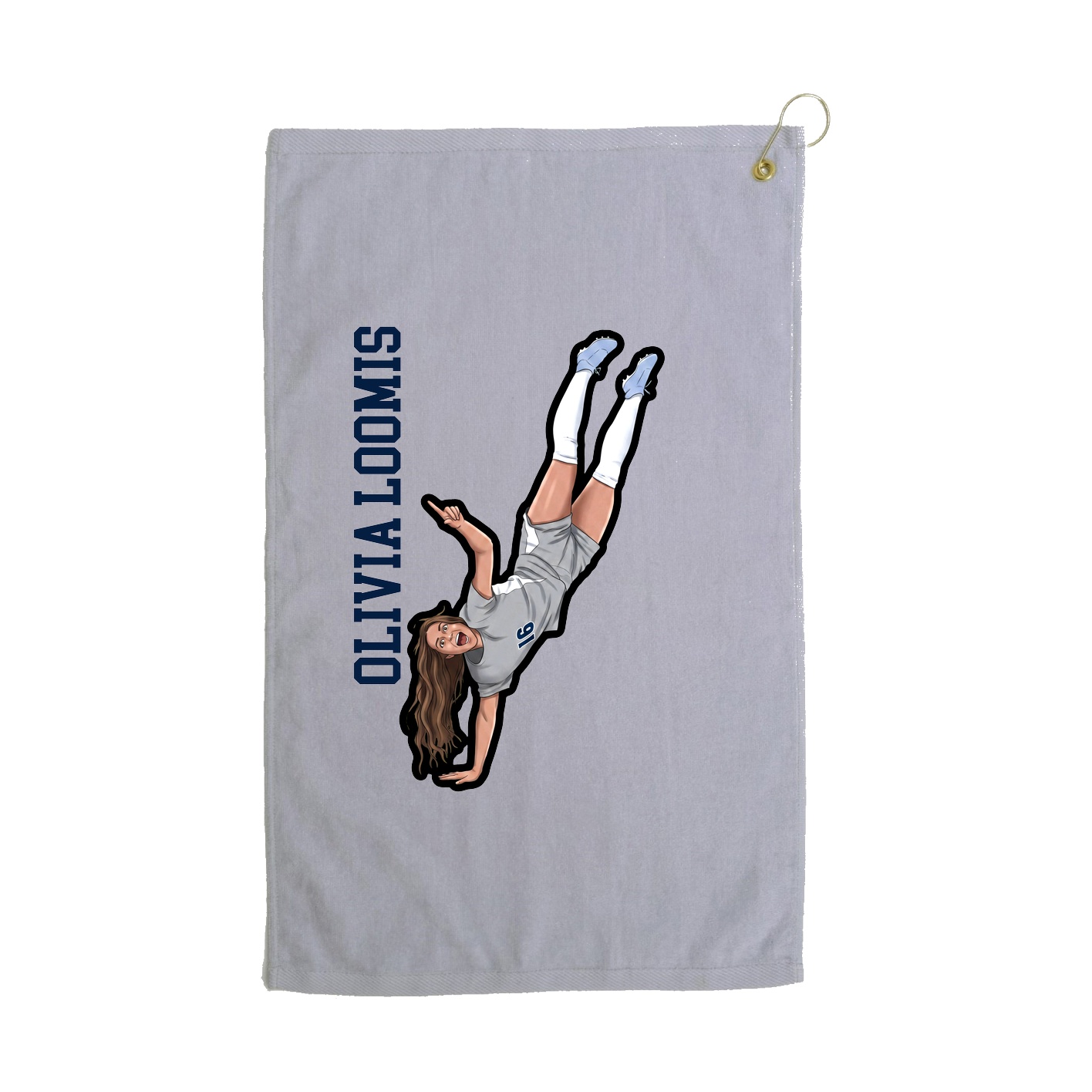 Golf Towel — Name Vertical in Grey