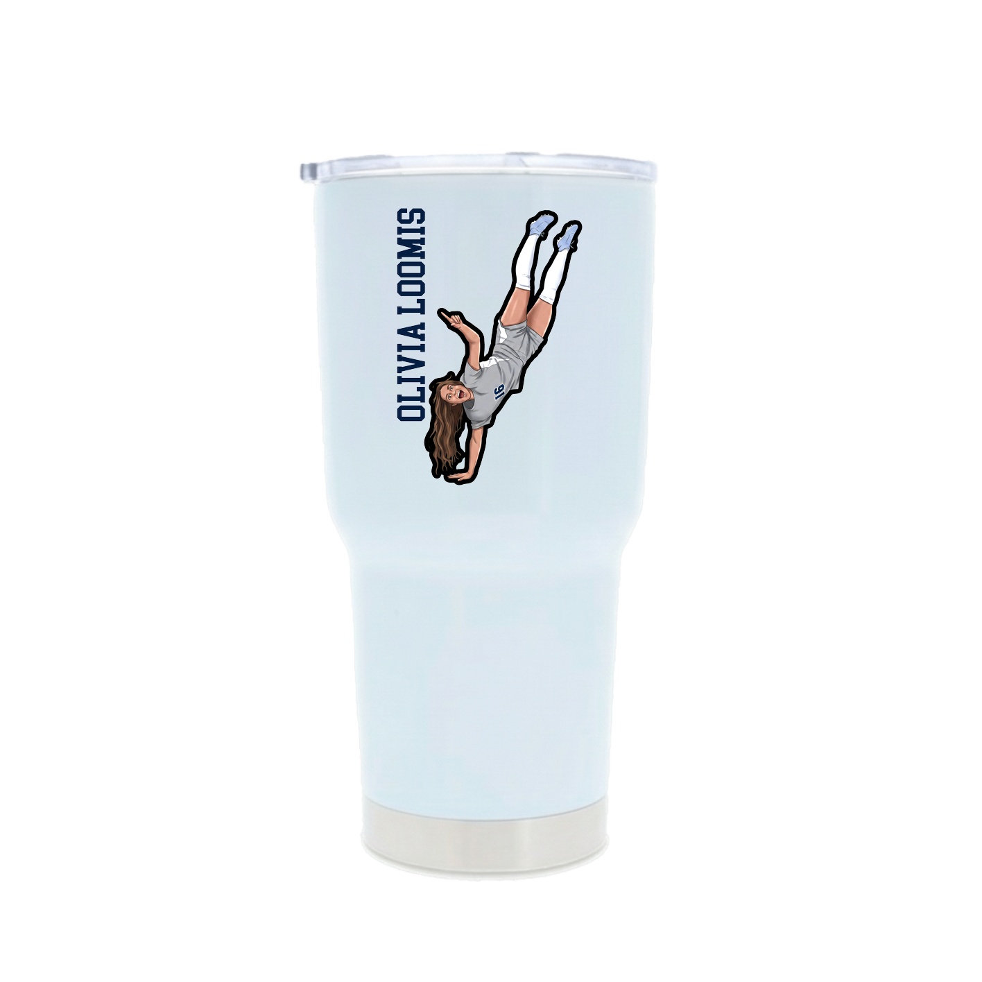 30oz Stainless Steel Tumbler — Name Vertical in White