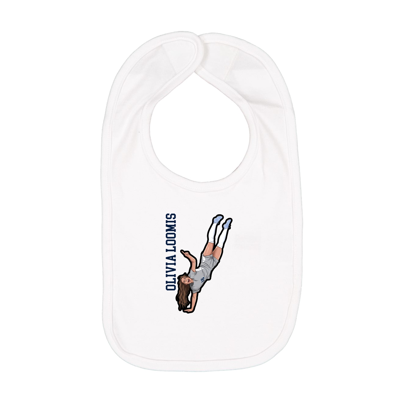 Infant Bib — Name Vertical in White