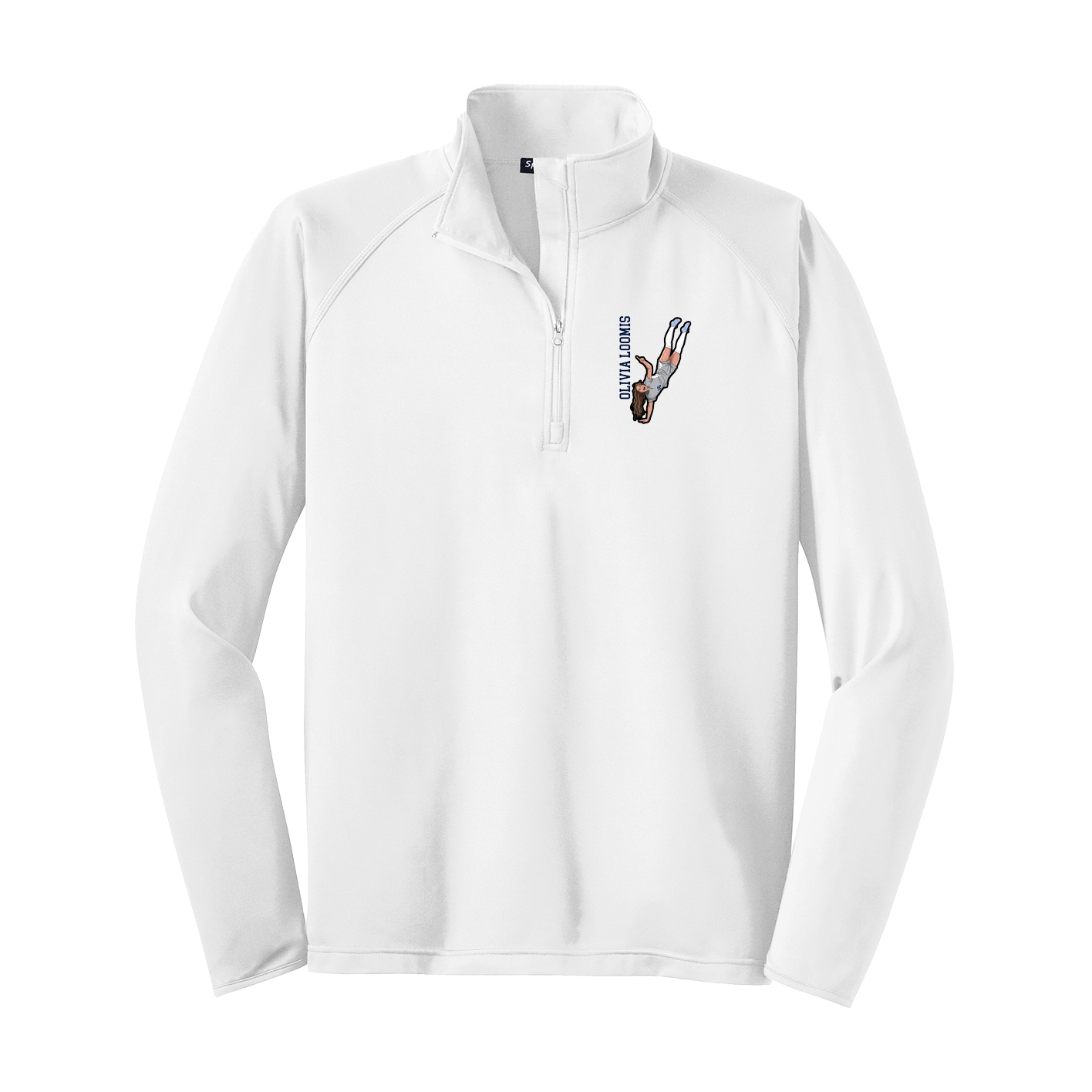 Q-Zip Pullover — Name Vertical in White