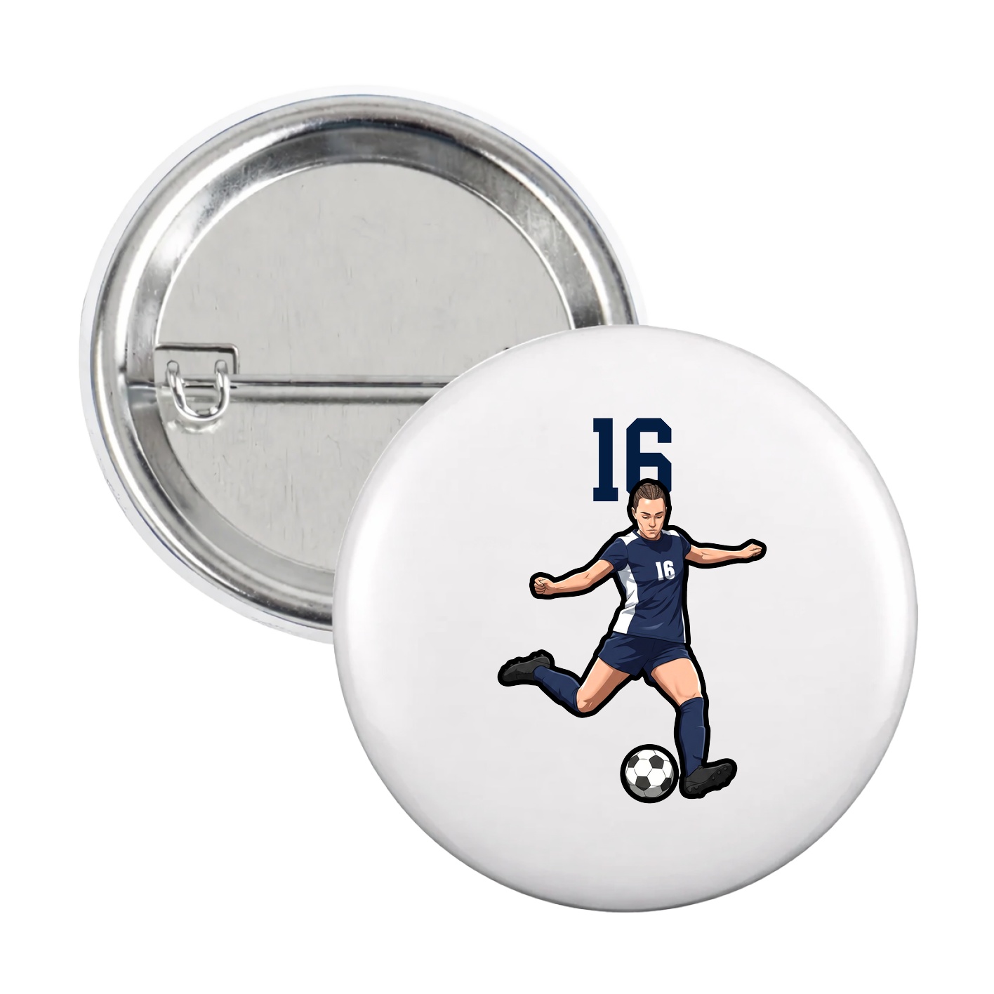 Game Day Button — Number Top in White