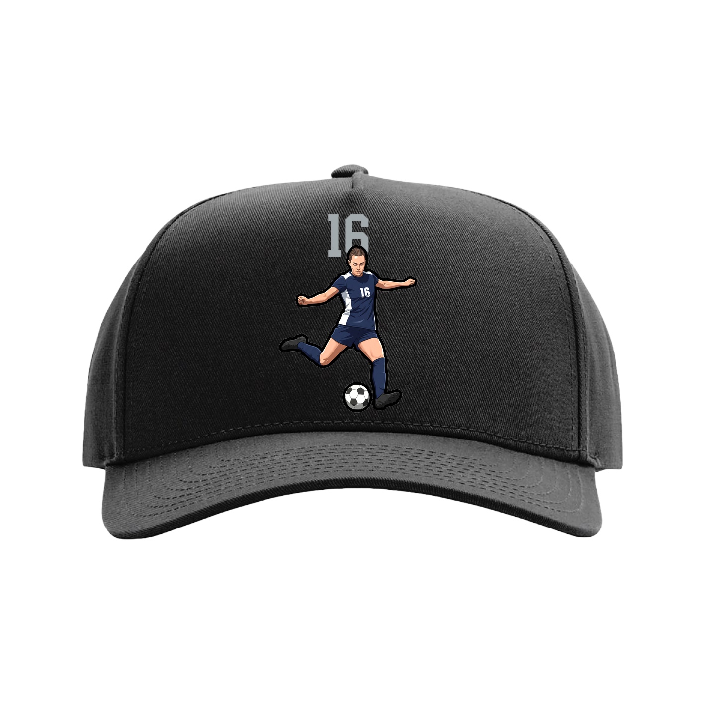 Full Fabric Five-Panel Champ Cap — Number Top in Black
